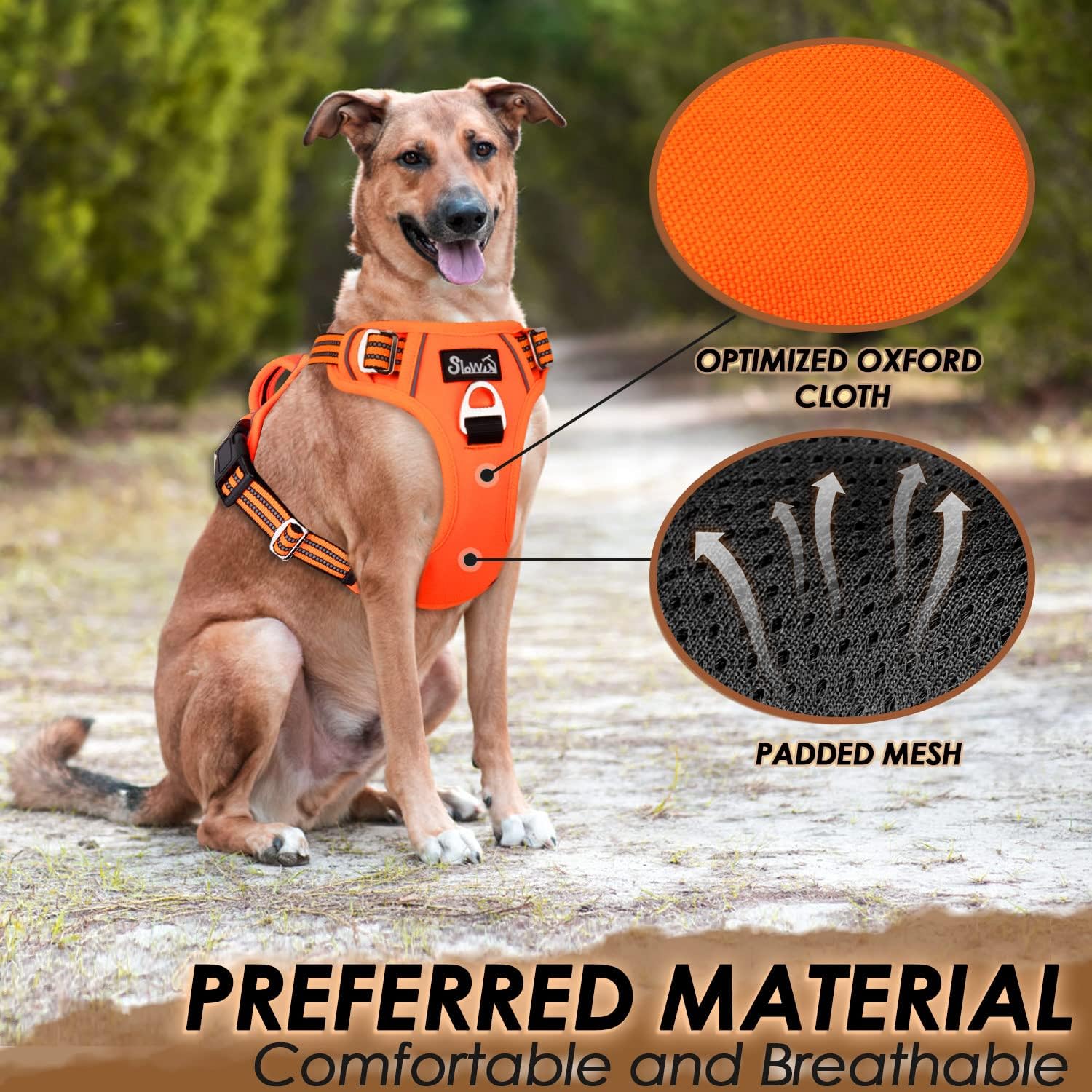 Detalle 2 de Eyein Large Dog Harness (XL) – Anti-pull adjustable dog vest with 2 clips, reflective straps and padded handle