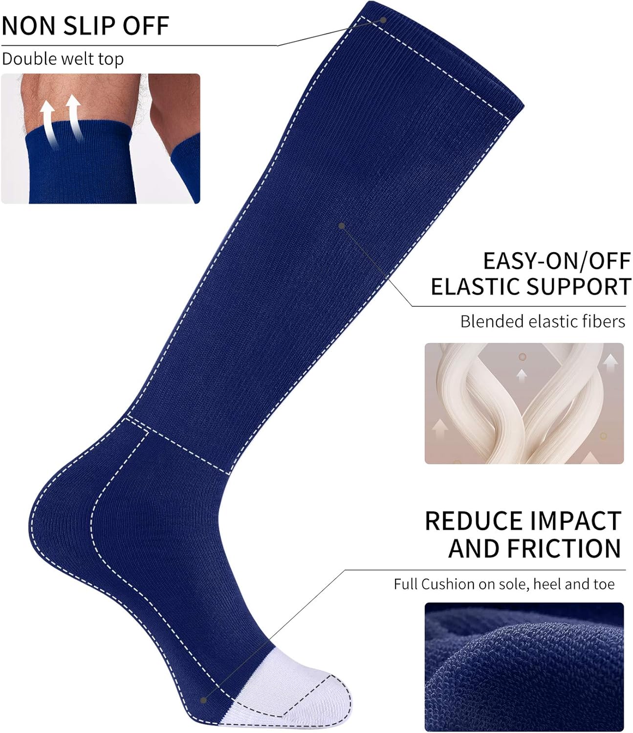 Thumbnail 3 de CS CELERSPORT 2/3 Pack Tube Socks for Baseball, Soccer, and Softball