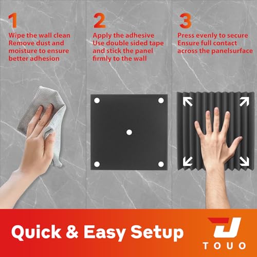 Thumbnail 7 de TOUO Akustikplatten – Hochdichte Keil-Akustikschaumstoffplatten, 30,5 x 30,5 x 2,5 cm, schwarz