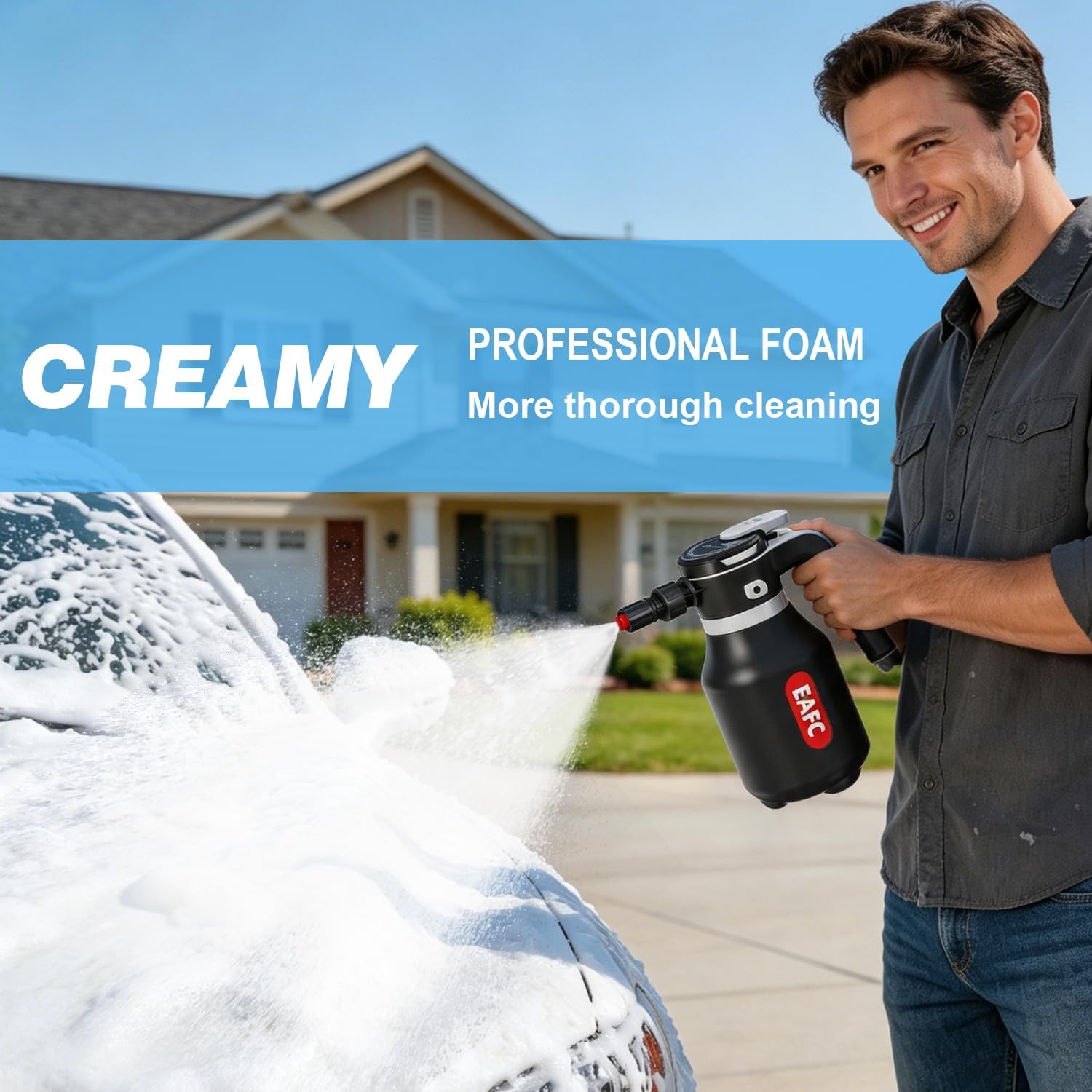 Detalle 2 de EAFC 2L Electric Foam Sprayer: USB‑Rechargeable Car Wash Fogger for Home Detailing