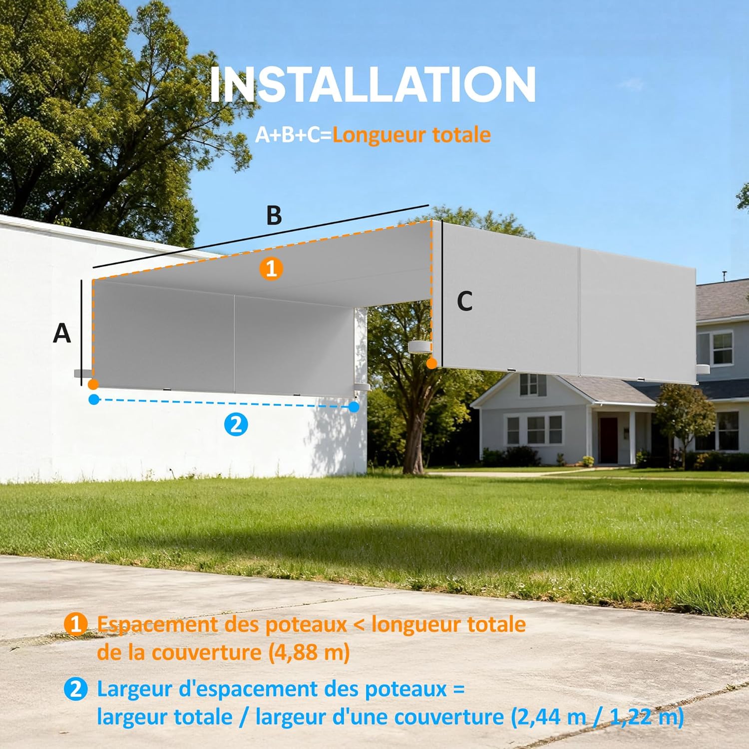 Thumbnail 2 de Outsunny Lot de 2 toiles de rechange pour pergola rétractable 4,9 x 1,2 m – Gris clair (pour pergola 3 x 3 m)