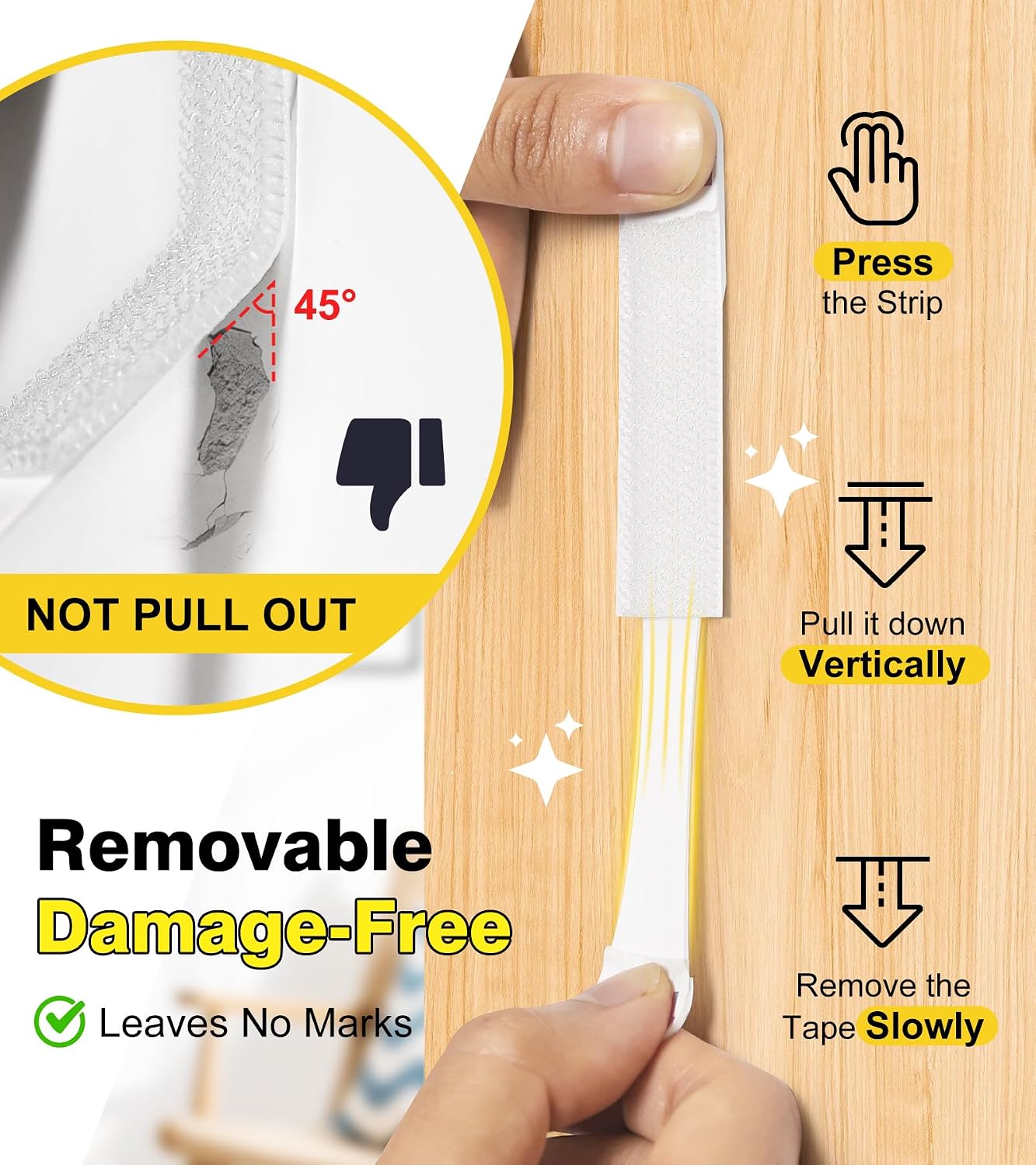 Detalle 2 de Summerbrite MT85MM-W Medium Picture Hanging Strips, 20 Pairs, No Nails