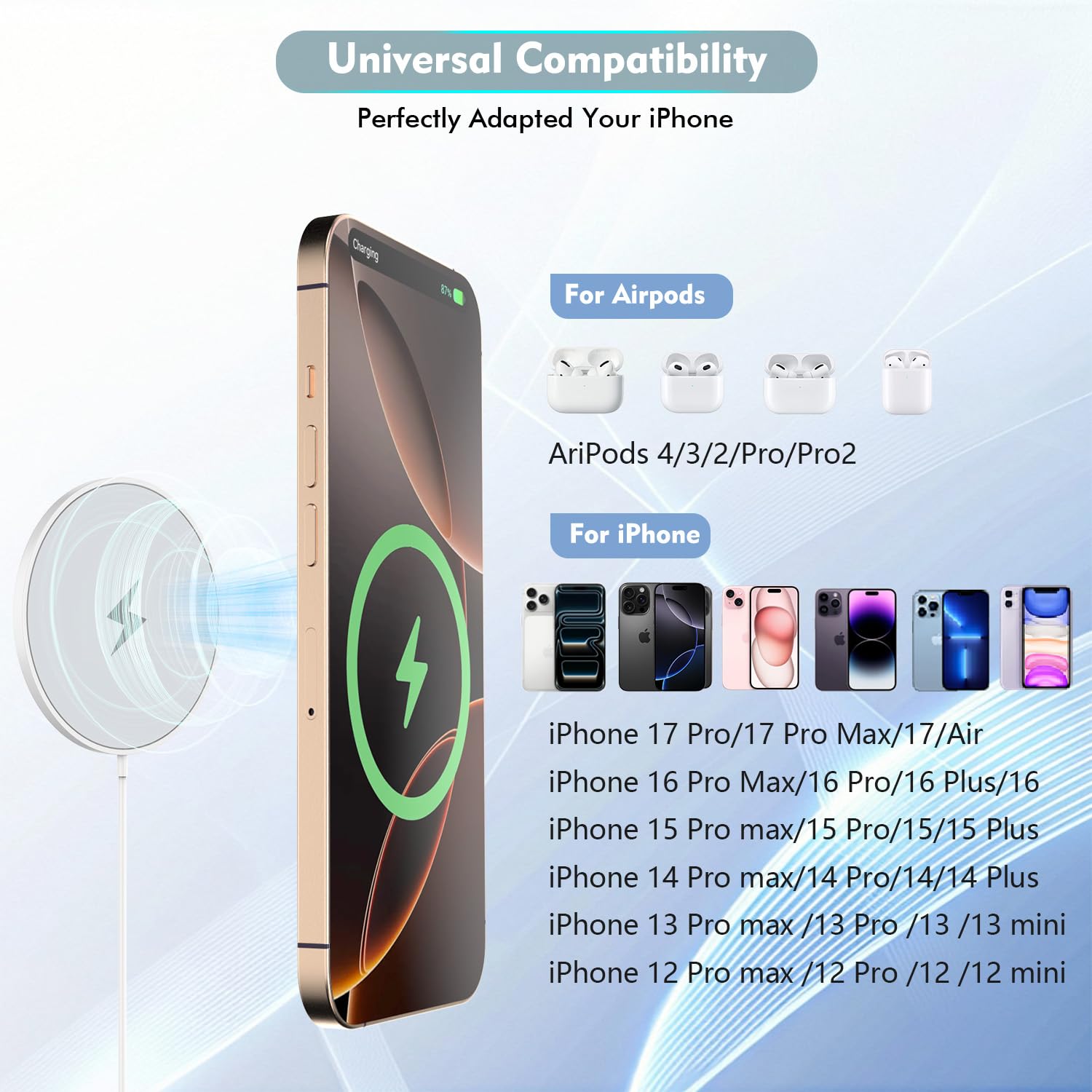 Thumbnail 5 de Long Magnetic Wireless iPhone Charger 10FT