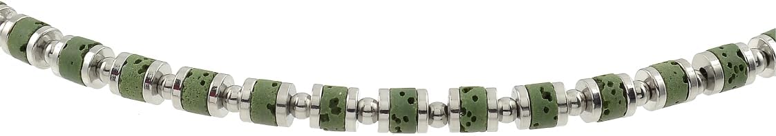 Thumbnail 2 de 10:10 Bracciale e Collana Uomo Donna Lava Naturale ed Ematite 4mm – Regolabile, Acciaio Inox, Confezione Regalo – Made in Italy