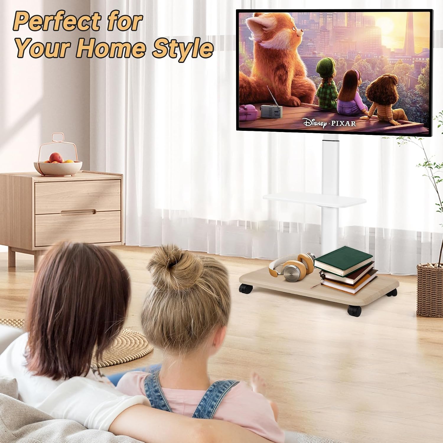 Thumbnail 1 de Hellsehen Rolling TV Stand for 32-70 Inch Displays with Lockable Wheels