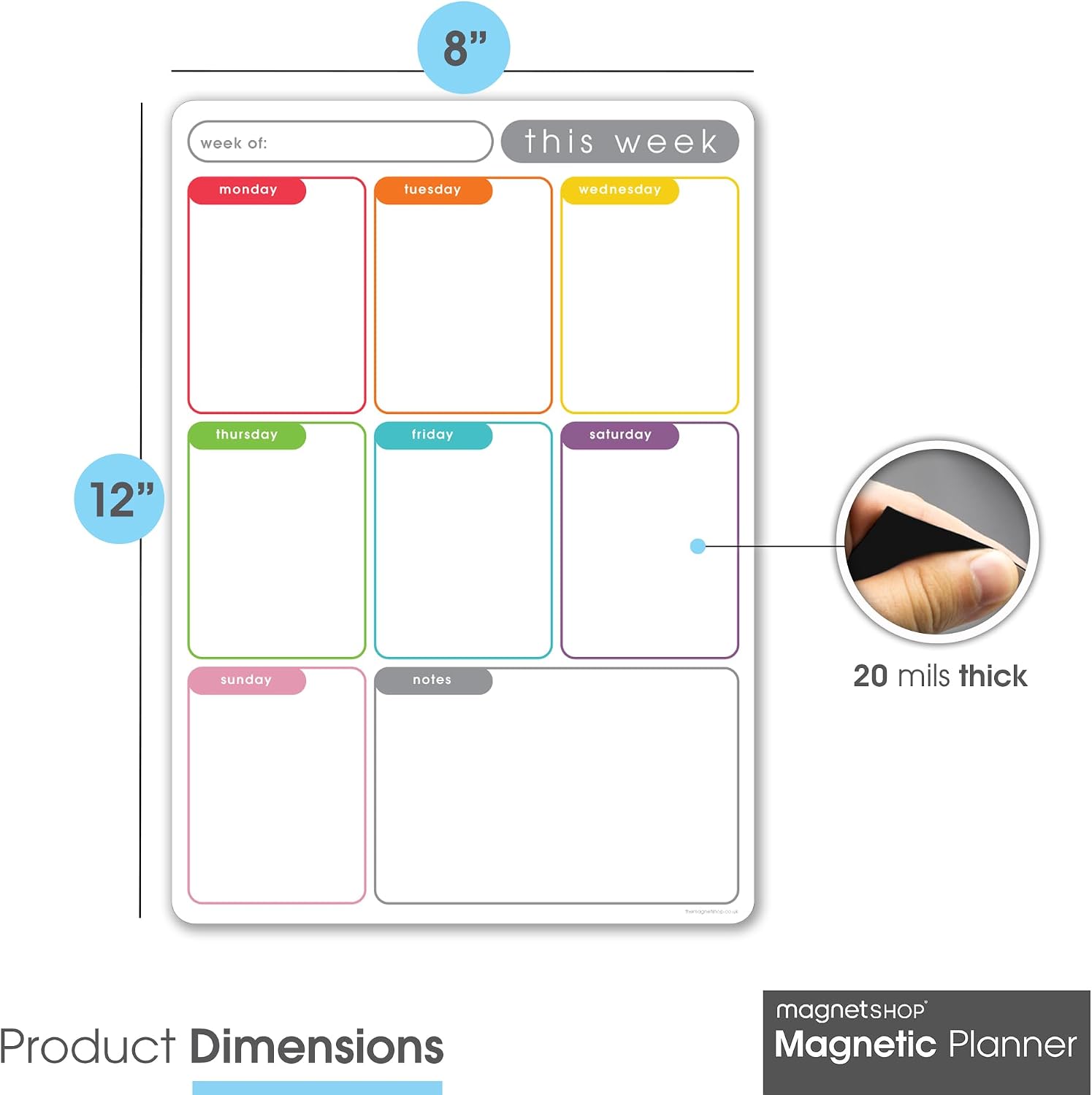 Thumbnail 1 de TMS A4 Magnetic Weekly Planner: Dry Wipe Fridge Calendar Whiteboard