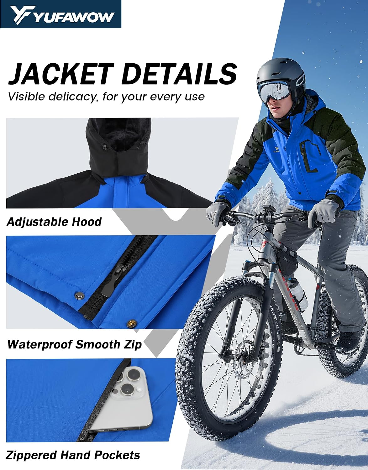 Thumbnail 4 de Yufawow Men's Winter Jacket, Fleece-Lined