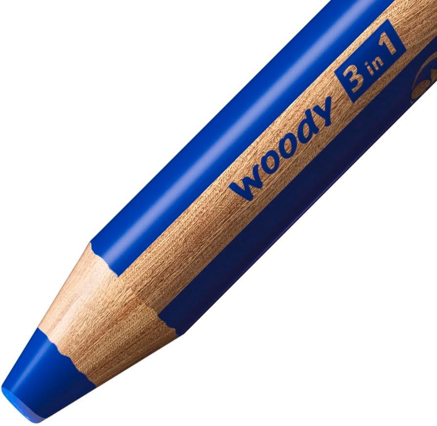 Detalle de STABILO woody 3 in 1 – Buntstift, Wasserfarbe & Wachsmalkreide im 18er Pack mit Spitzer und Pinsel