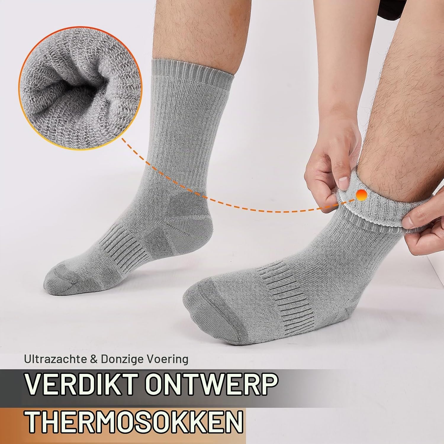 Detalle de Niorasen merinosokken voor winter, trekking en sport, dikkere thermosokken