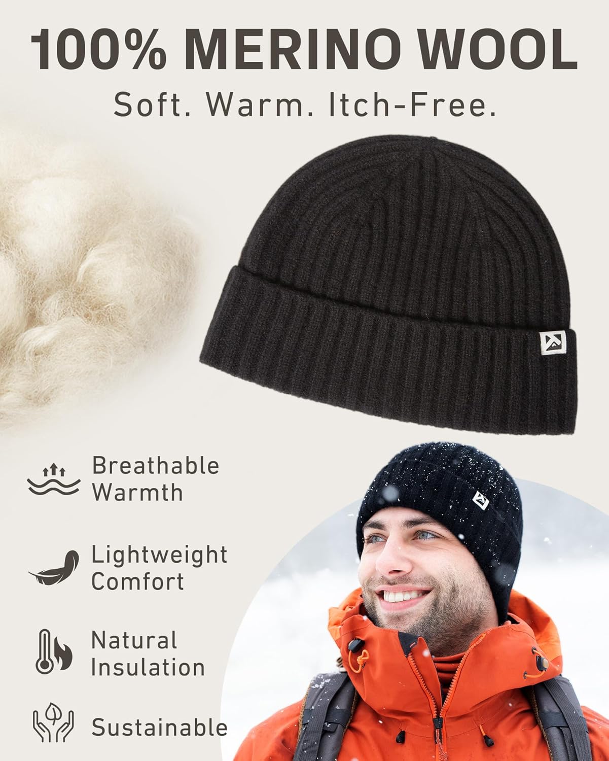 Thumbnail 1 de TOP-EX PolarWool Beanie 100% Merino Wool L/XL