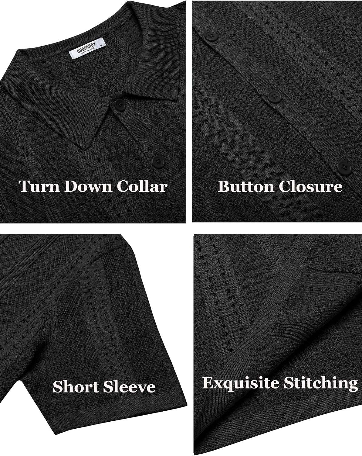Thumbnail 6 de COOFANDY Knit Short Sleeve Button Down Polo Shirt