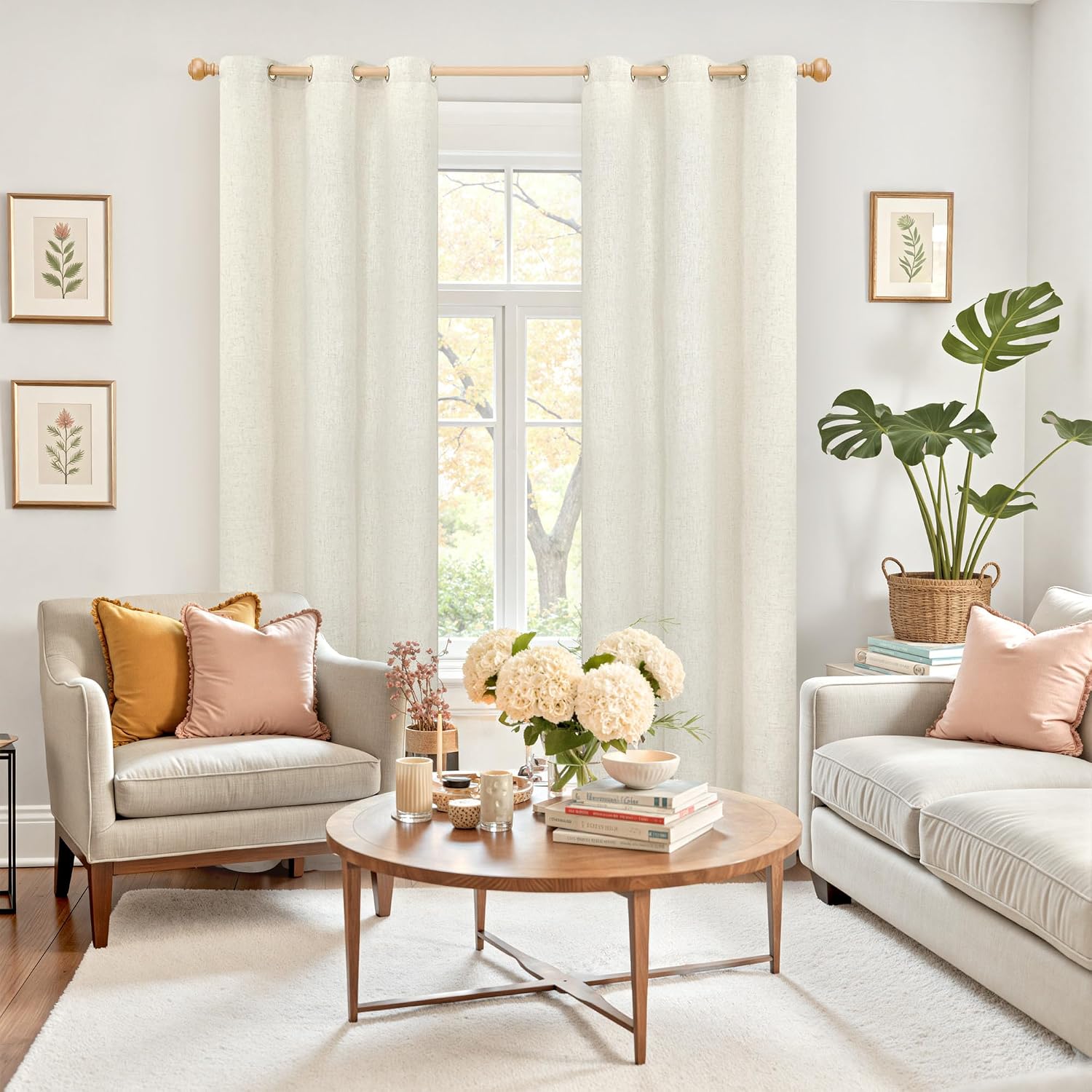 Detalle 2 de YoungsTex Linen Curtains, 42 x 84 Inch