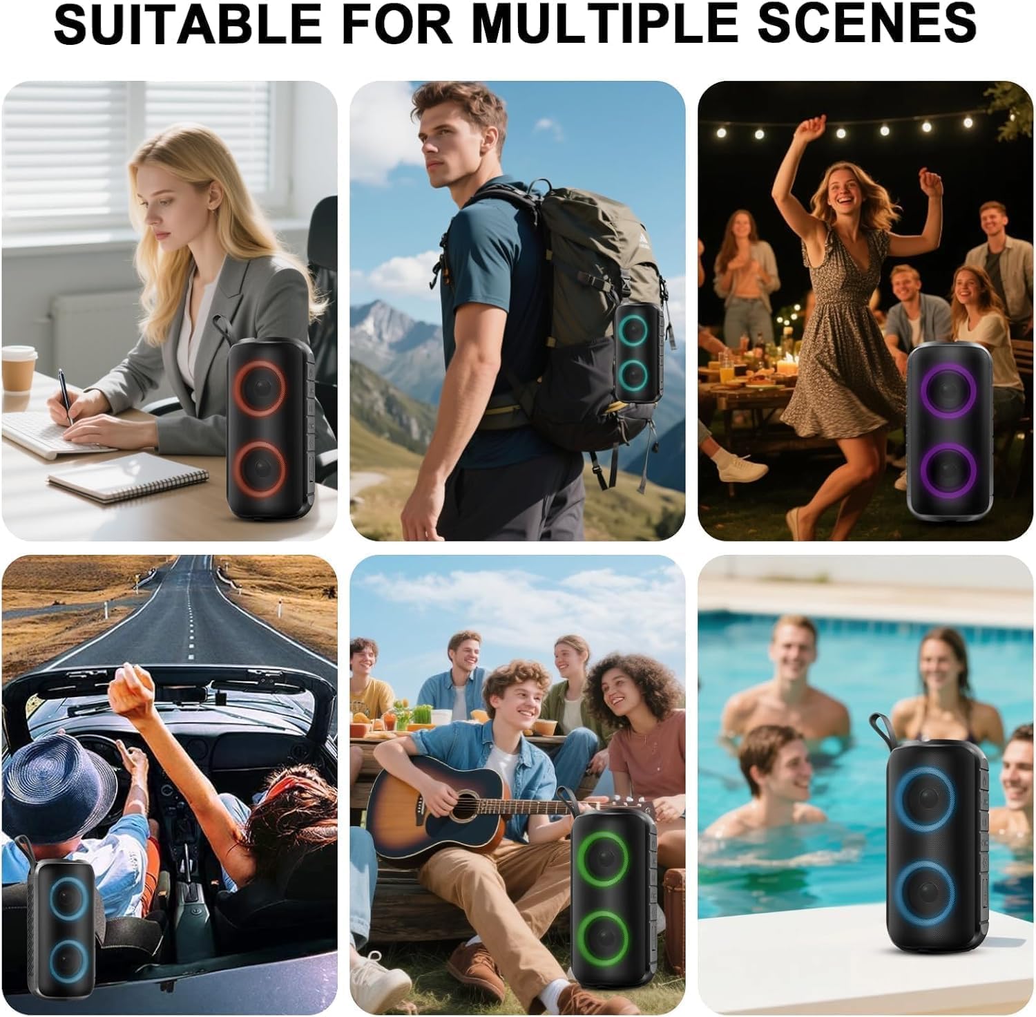 Thumbnail 6 de Bluetooth-Lautsprecher mit Licht, 20W Spitzenleistung, Outdoor-Box—IPX7, RGB, 52mm Dual-Lautsprecher