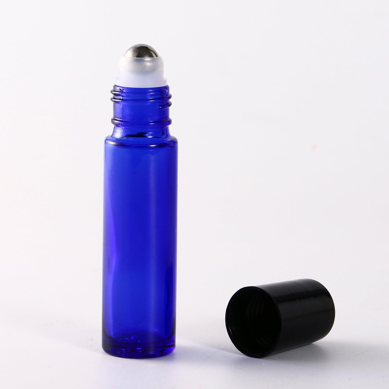 Detalle 1 de JamHooDirect 6 x 10ml Cobalt Blue Glass Roller Bottles with Stainless Steel Roller Ball (Refillable)