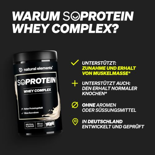 Detalle 2 de Natural Elements Whey Protein Pulver Neutral 1kg – 25 g Protein pro Portion
