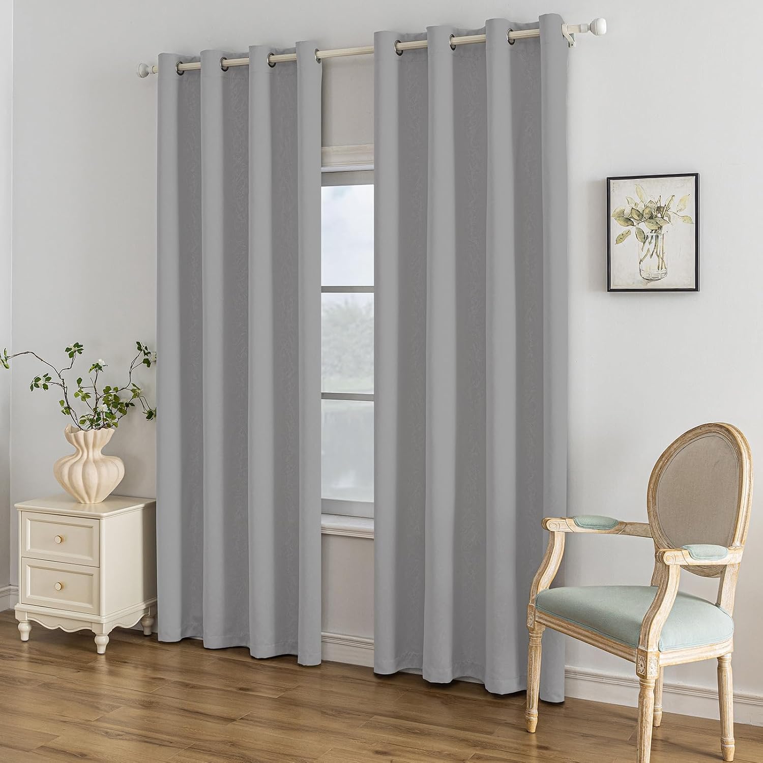 Thumbnail 6 de Ystyle Lot de 2 Rideaux Occultants 117x137 cm – Gris clair, isolation thermique et acoustique