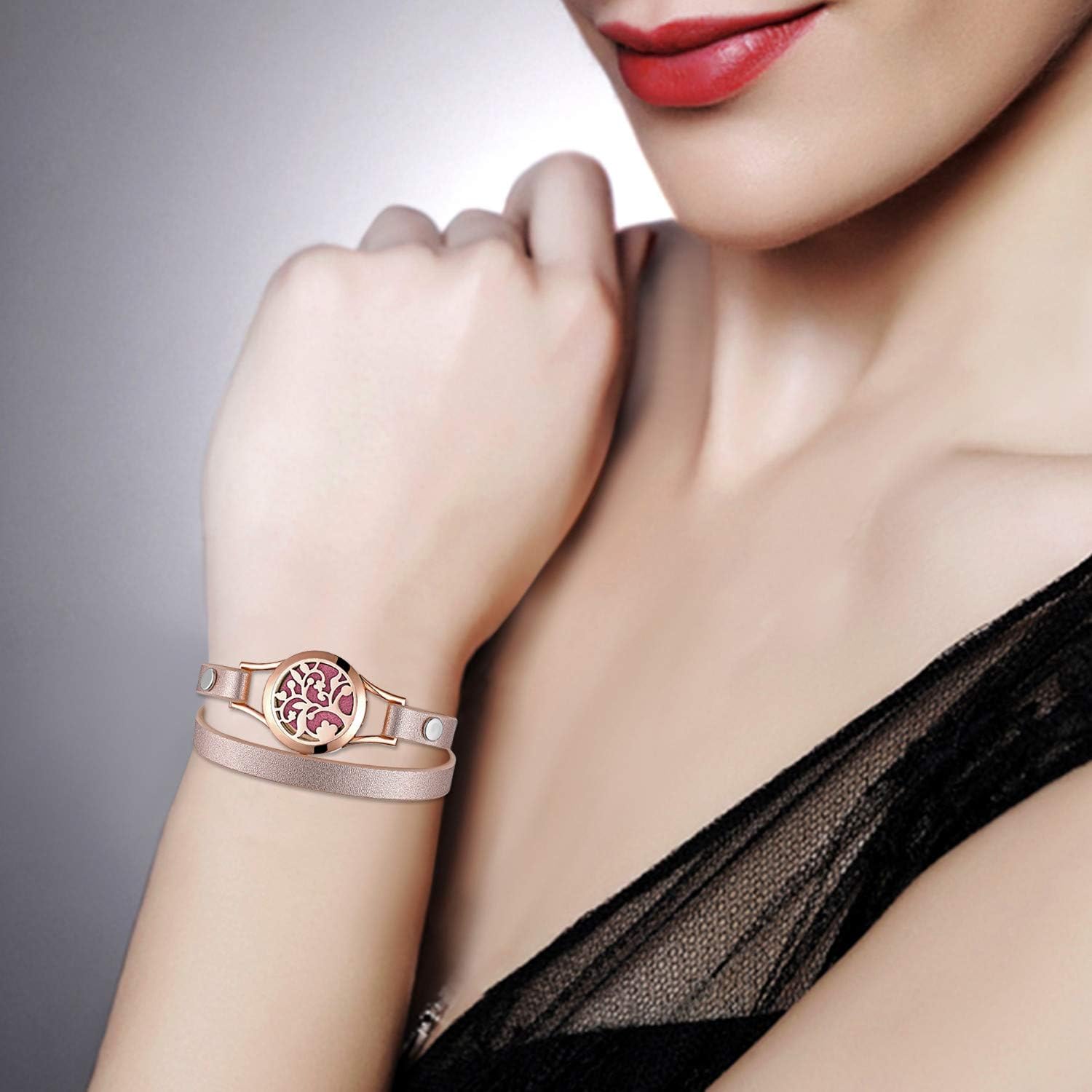 Thumbnail 3 de Bracelet Diffuseur Cupimatch – Arbre de Vie en Acier Inoxydable, Ambiance Relaxante et Porte-Bougies Magnétique (10 Coussins Lavables)