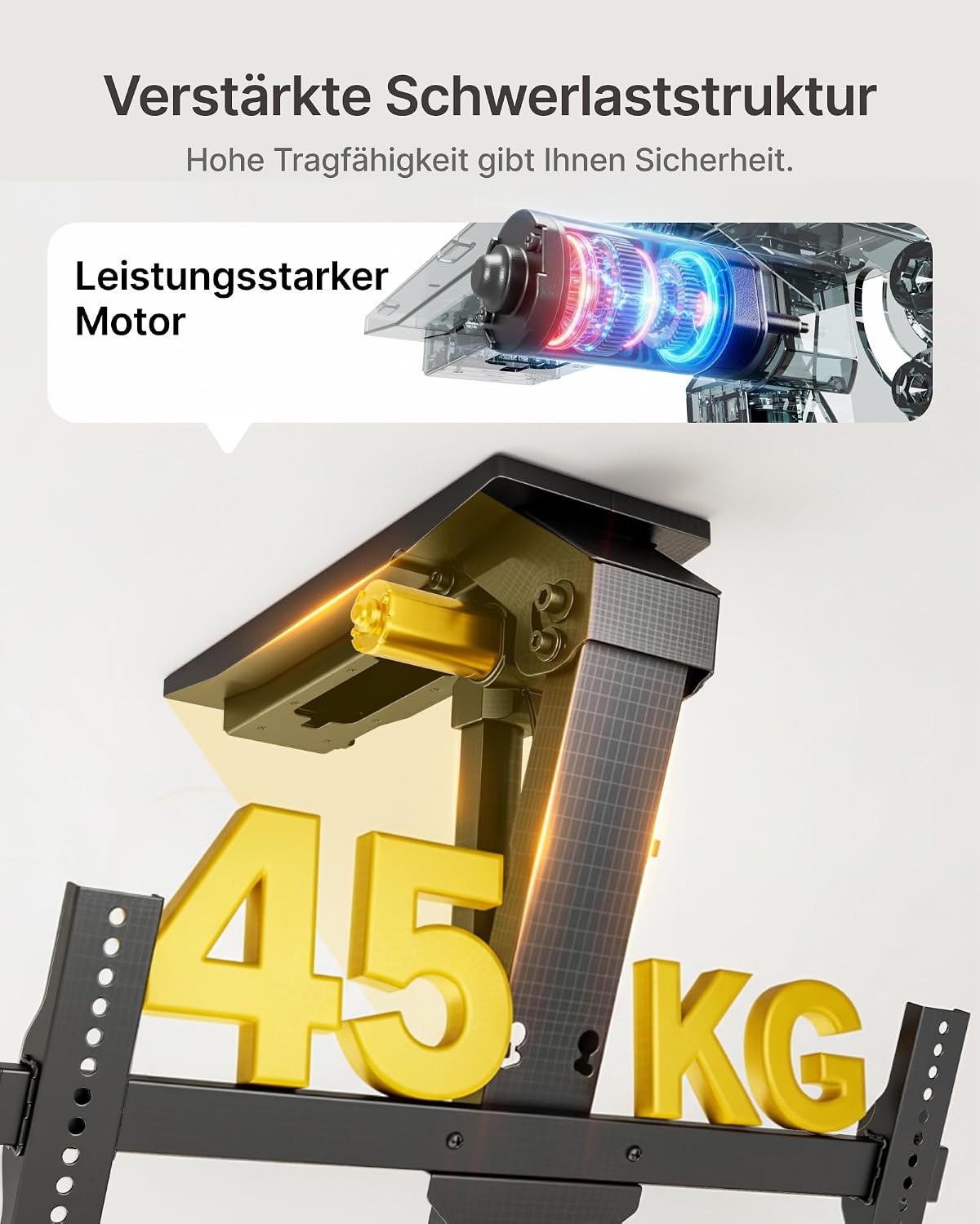 Detalle de monTEK Deckenhalterung elektrisch 37–75 Zoll – Leicht bedienbar, motorisiert, Tragkraft bis 45 kg