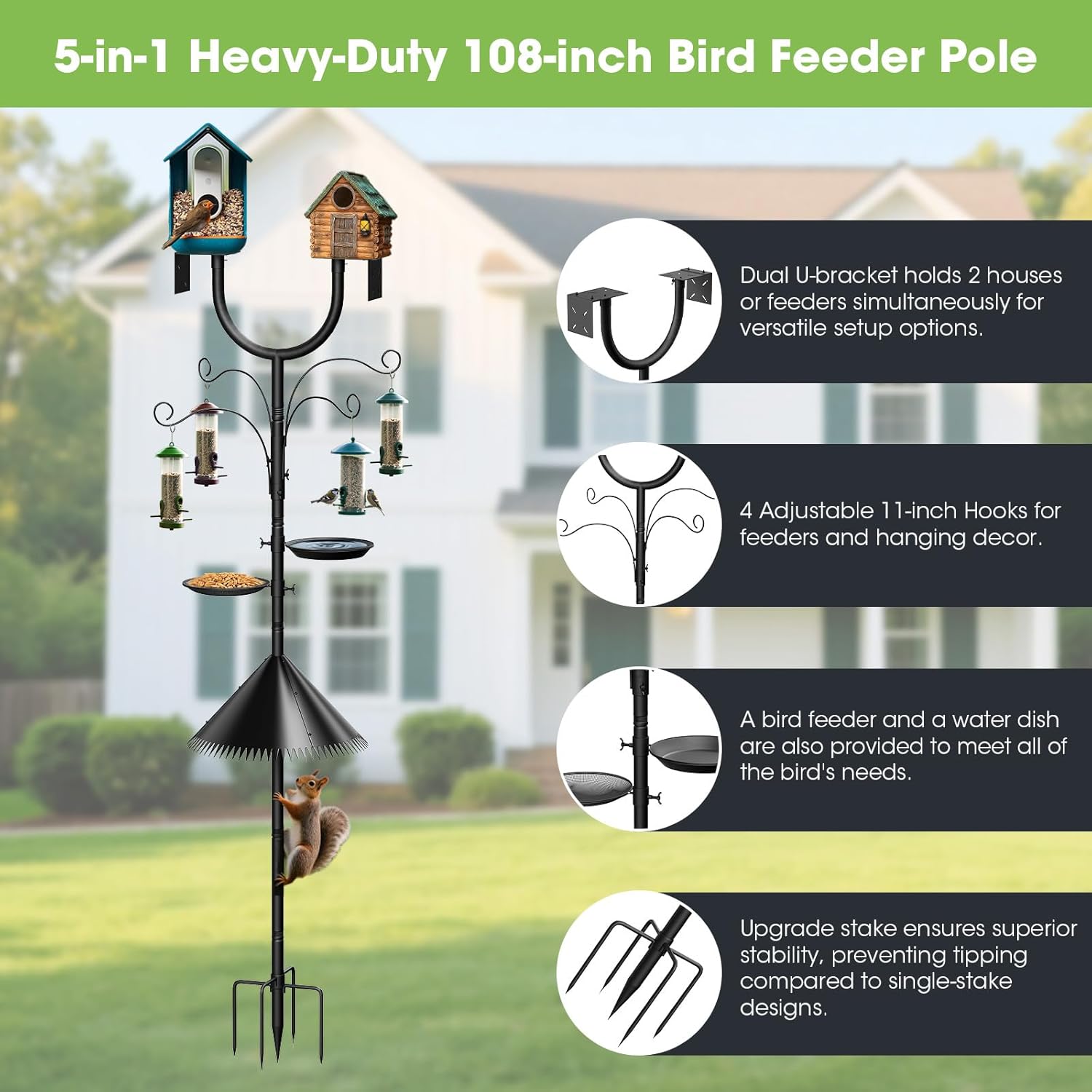 Detalle 2 de MQHUAYU squirrel proof bird feeder stake