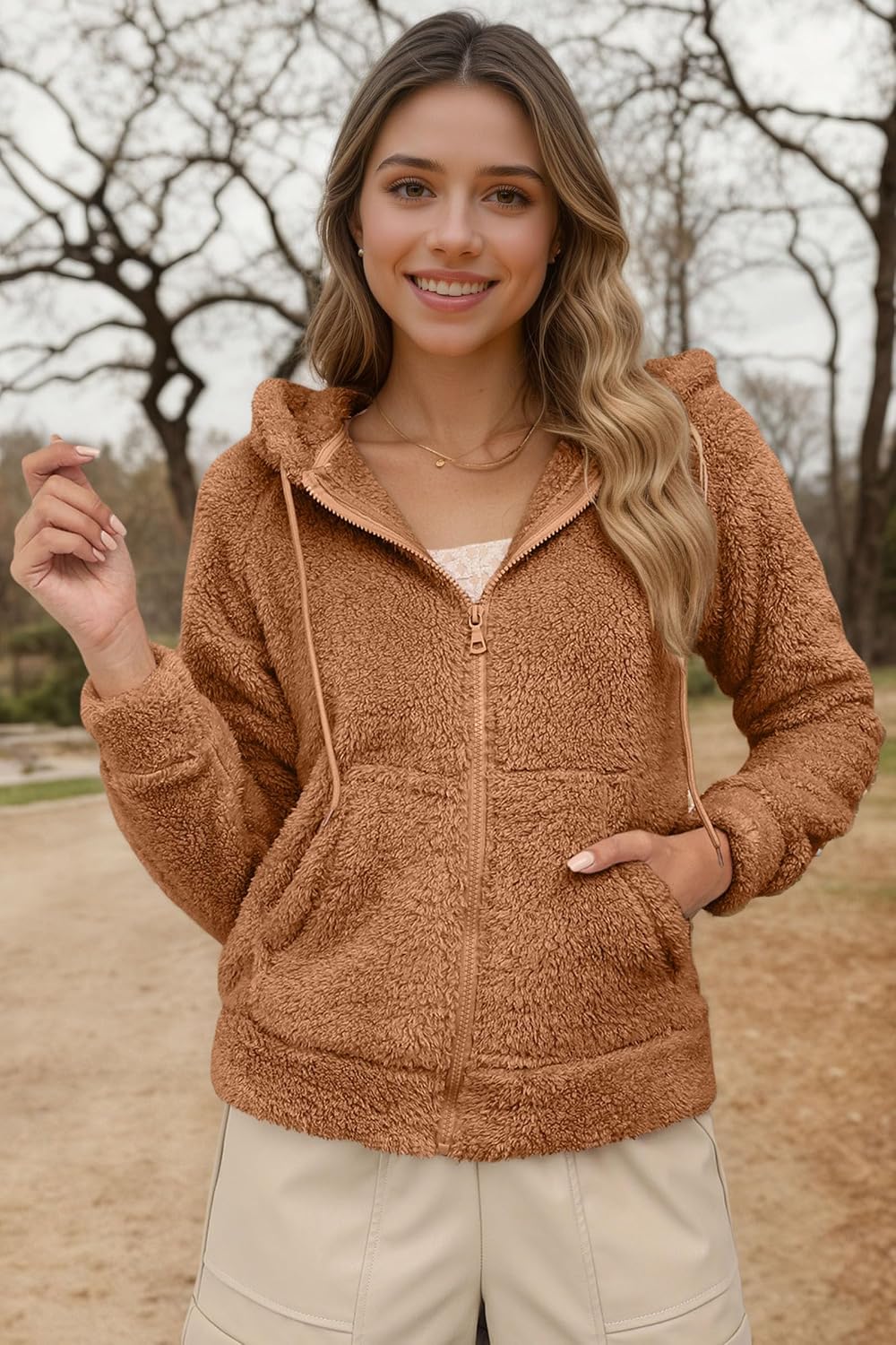 Detalle de RISISSIDA Sherpa Faux Fur Jacket
