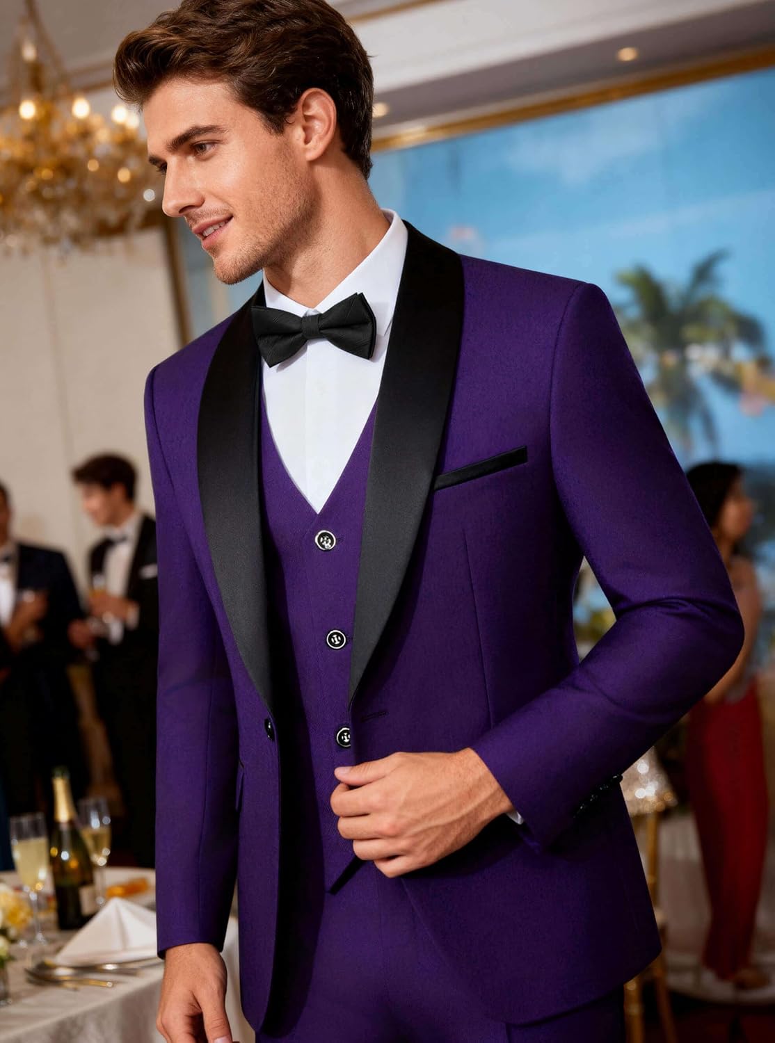 Thumbnail 3 de WULFUL 3 Piece Slim Fit Tuxedo Set 1 Button 🕴
