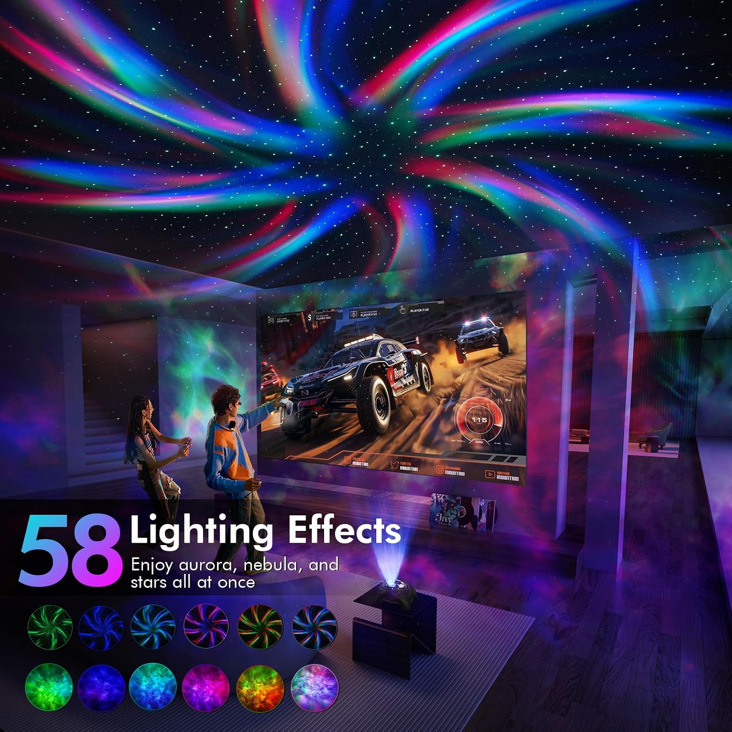 Detalle de Rossetta Dual Lens Galaxy Star Projector with 58 Light Effects, Bluetooth