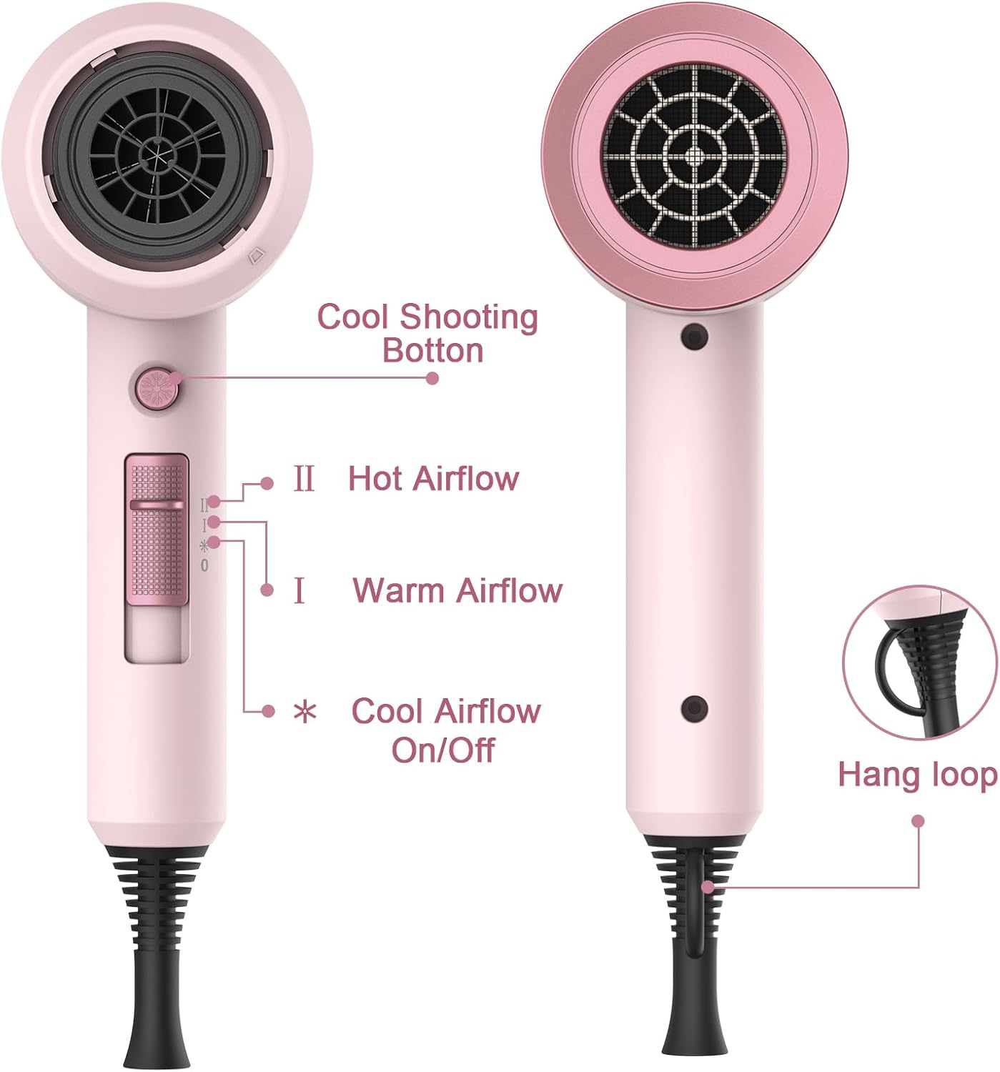 Thumbnail 5 de Slopehill Professional Ionic Hair Dryer (1800W) with 2 Concentrator Nozzles + Diffuser