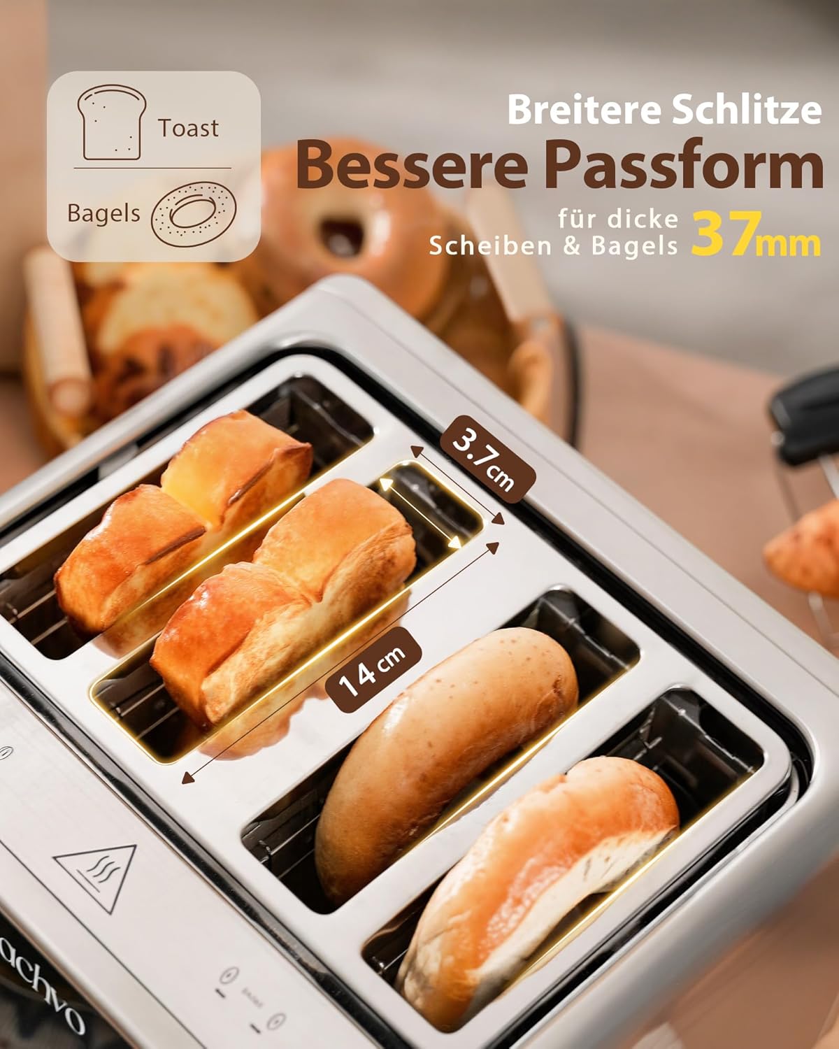 Detalle de Toaster für 4 Scheiben Edelstahl mit Touch