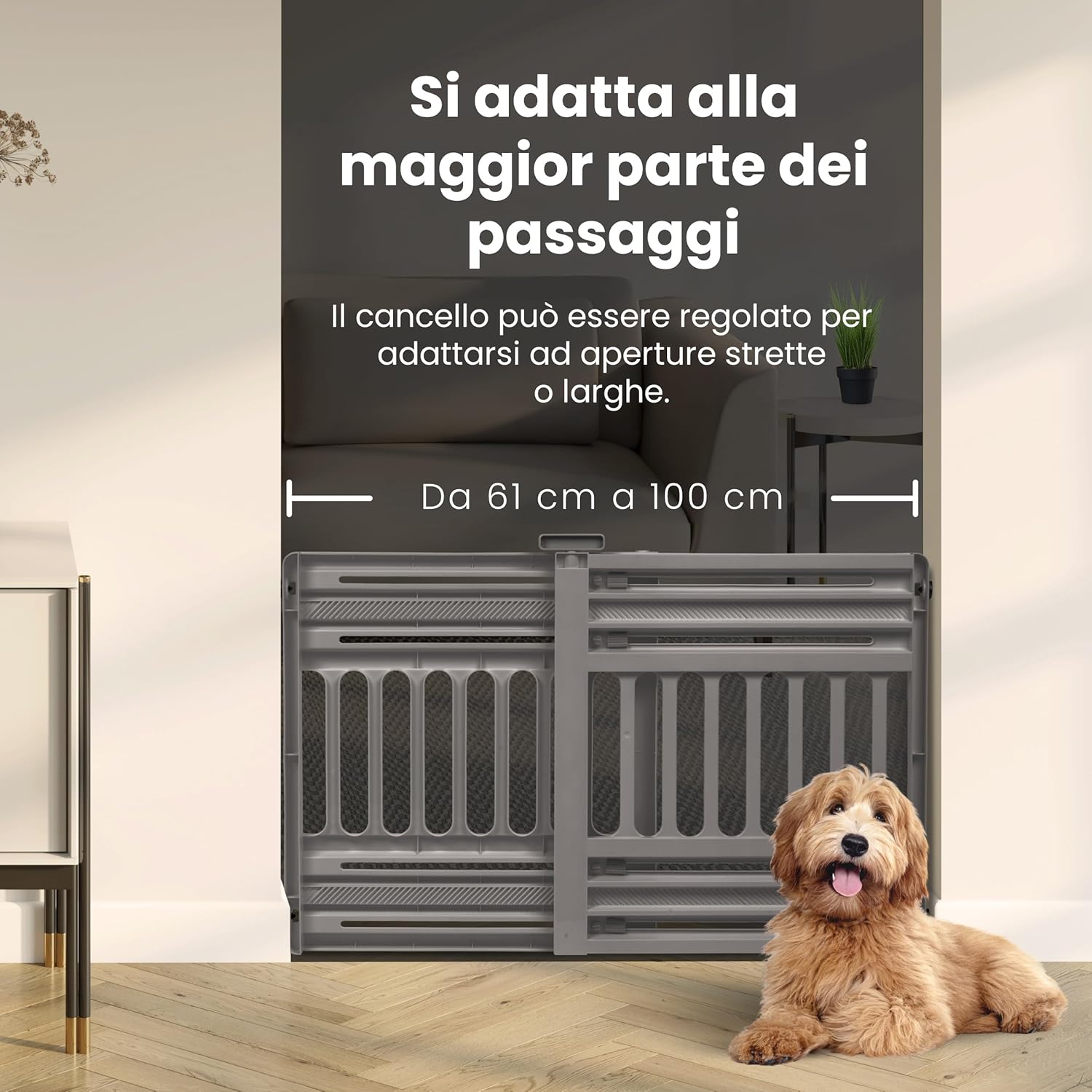 Thumbnail 4 de Iris Ohyama Barriera di Sicurezza per Scale in Plastica PP PBR-600, estensibile L61–100 cm, grigio