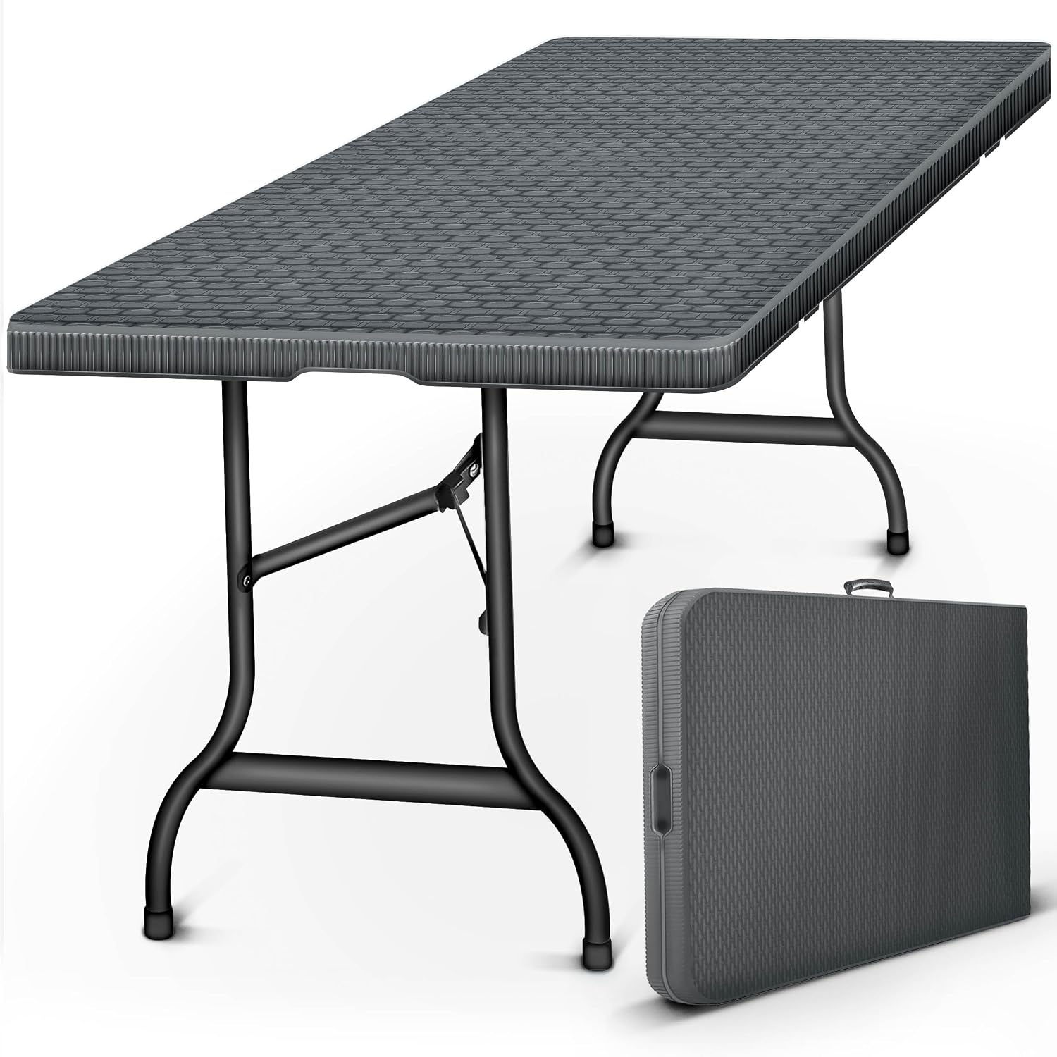 Detalle de tillvex TVGTR02 tuintafel, inklapbaar, rotanlook, 180 x 75 cm