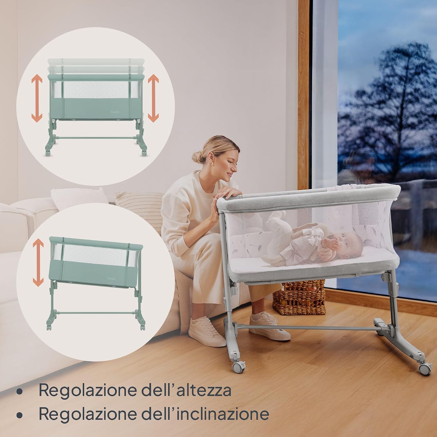 Thumbnail 5 de Lionelo Aurora 3in1: culla, co-sleeping e lettino da viaggio per neonato fino a 9 kg