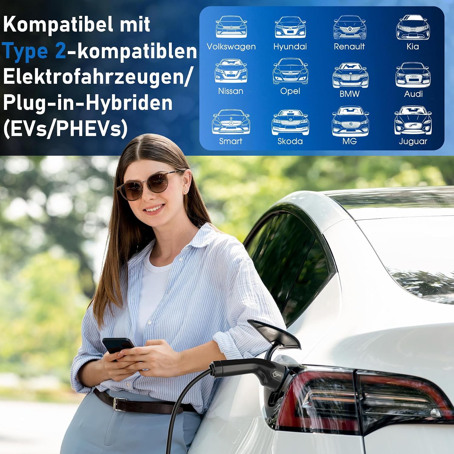 Thumbnail 4 de EVIEUN Typ 2 Schuko Ladekabel 3,6 kW (1-phasig, 7 m) inkl. Zeitvorwahl & Digitaldisplay