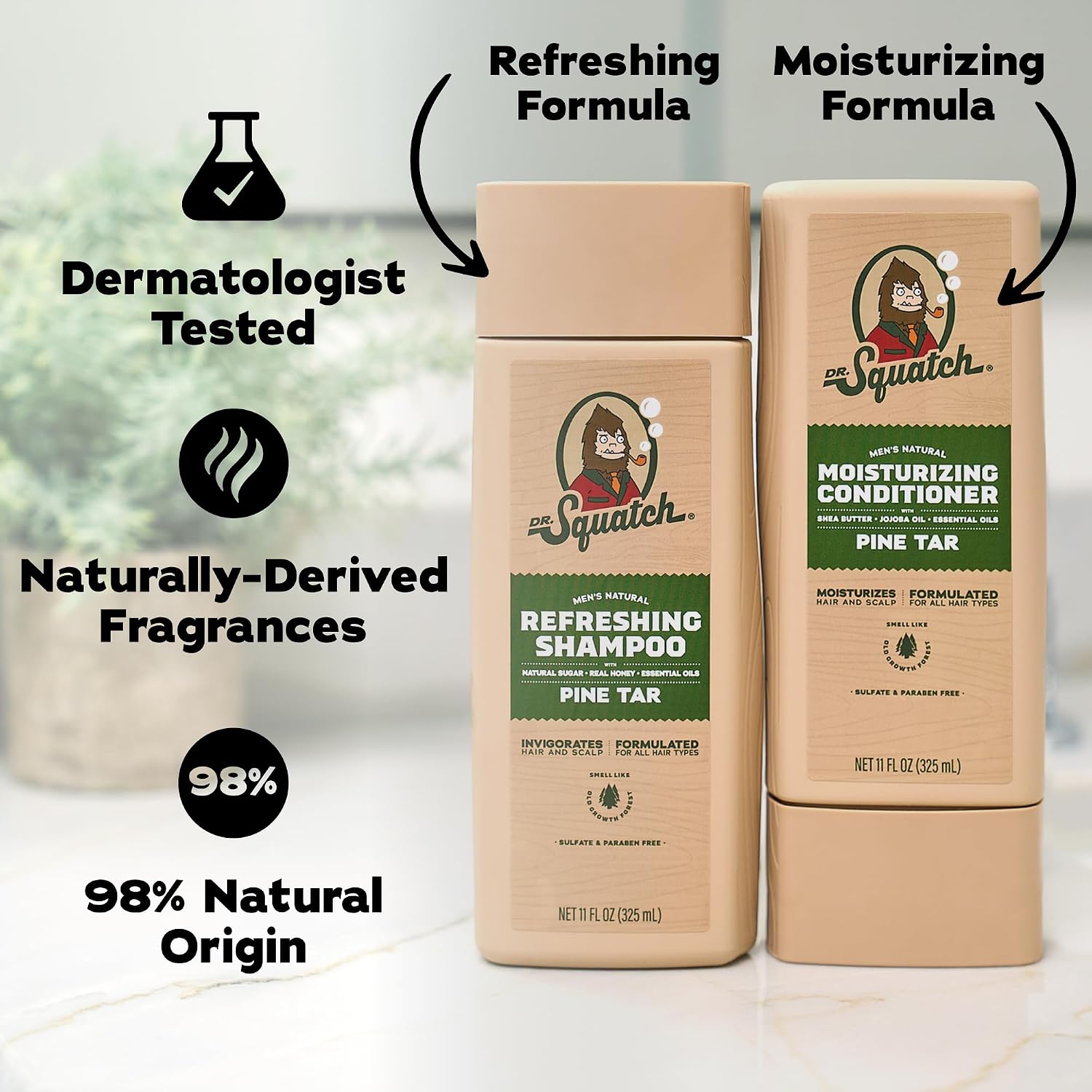 Detalle de Dr. Squatch Pine Tar Shampoo and Conditioner Set, Sulfate- and Paraben-Free