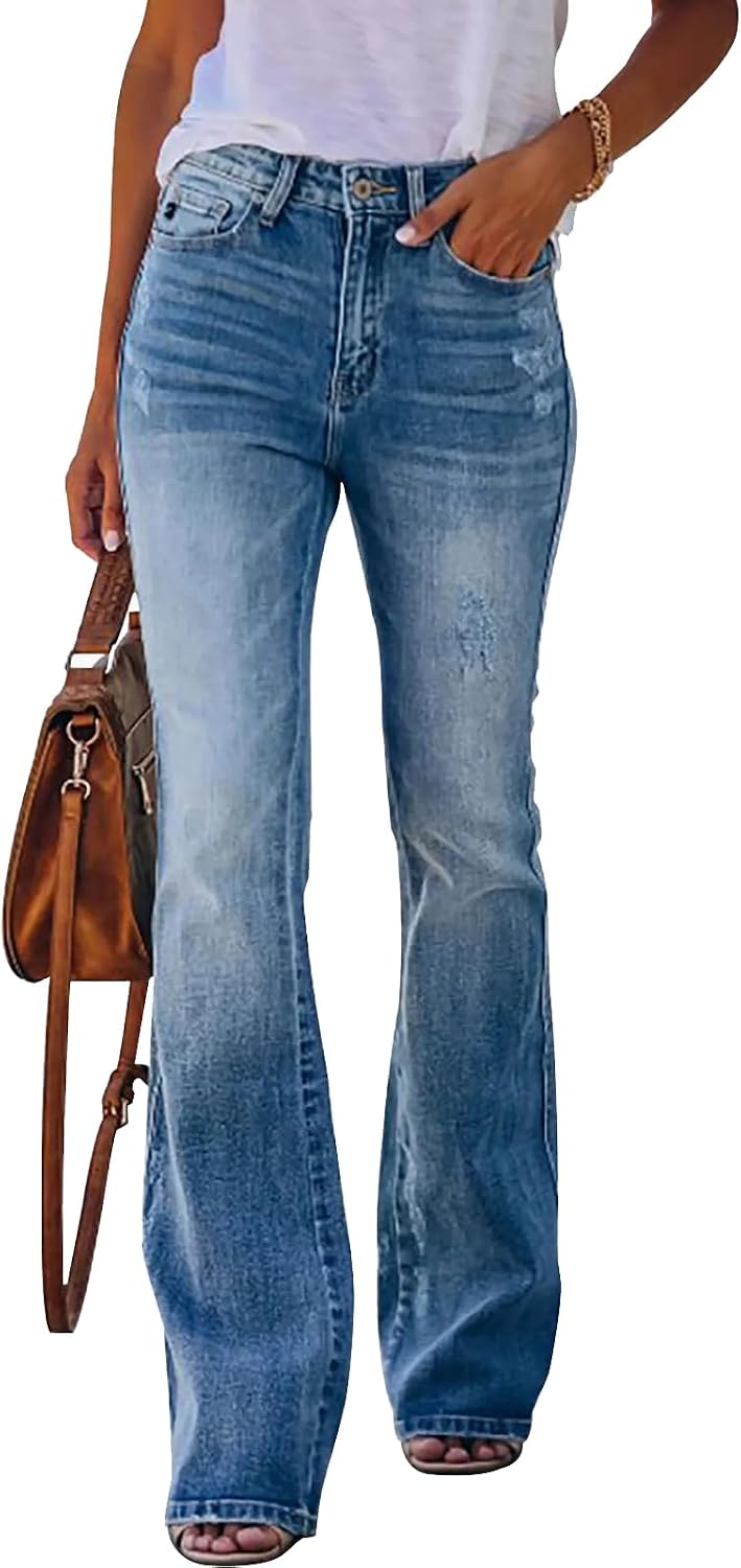 Detalle de KUNMI Flare Bell Bottom Jeans High Waisted