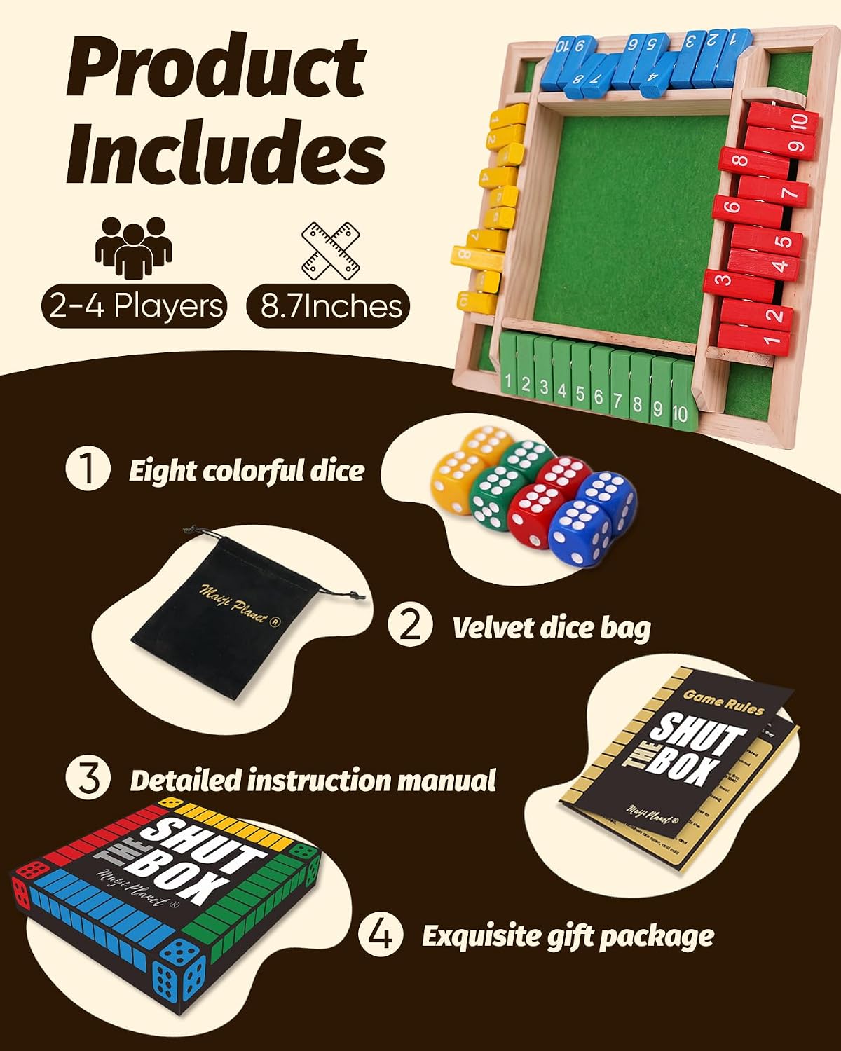 Thumbnail 6 de Planet Classic Shut the Box Math Dice Game