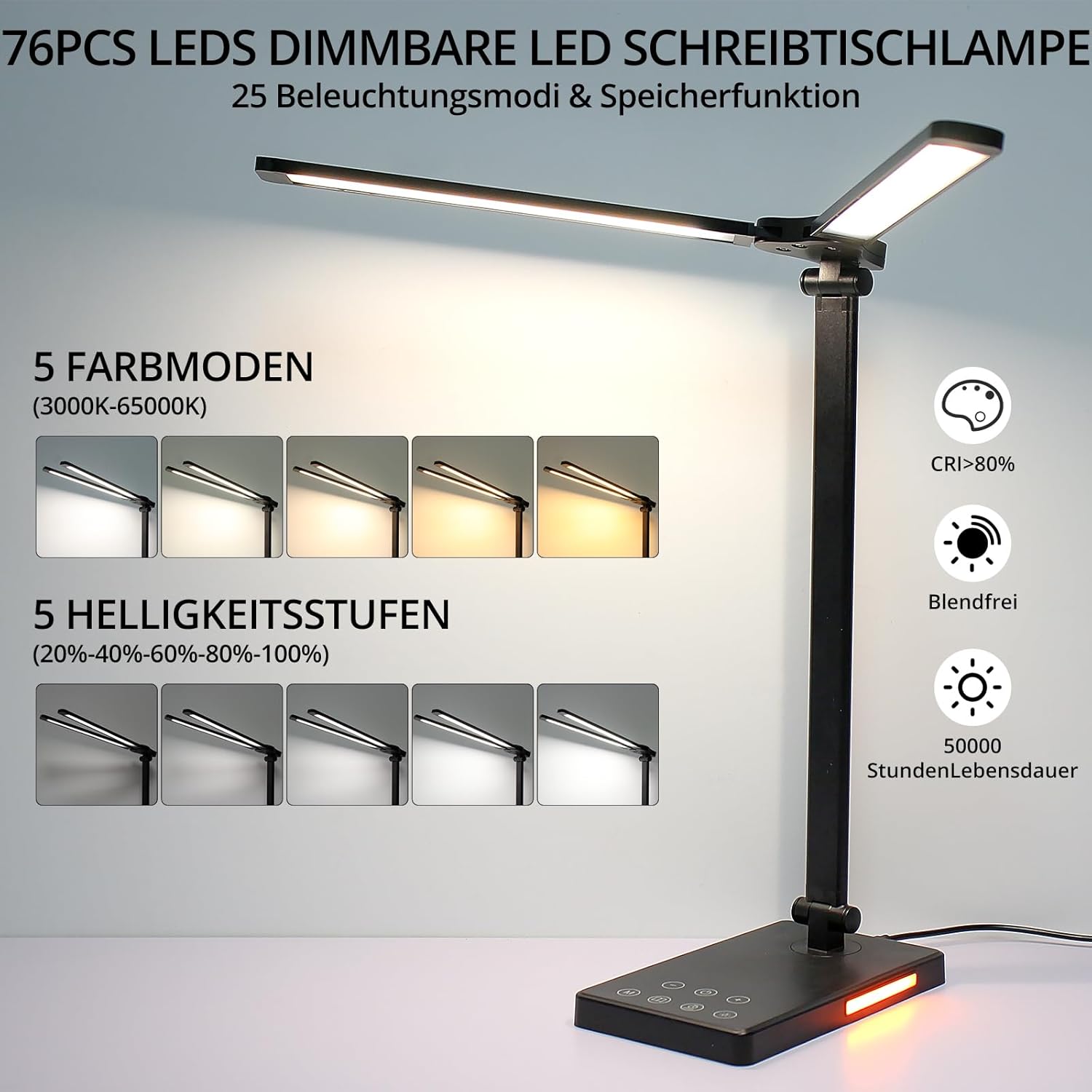 Thumbnail 1 de iVict Zweikopf Schreibtischlampe mit Touch Steuerung