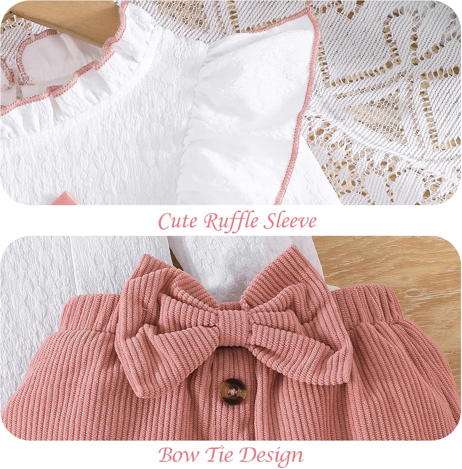 Thumbnail 5 de QUNERY Toddler Girl Clothes: Long Sleeve Ruffled Top & Mini Skirt Set