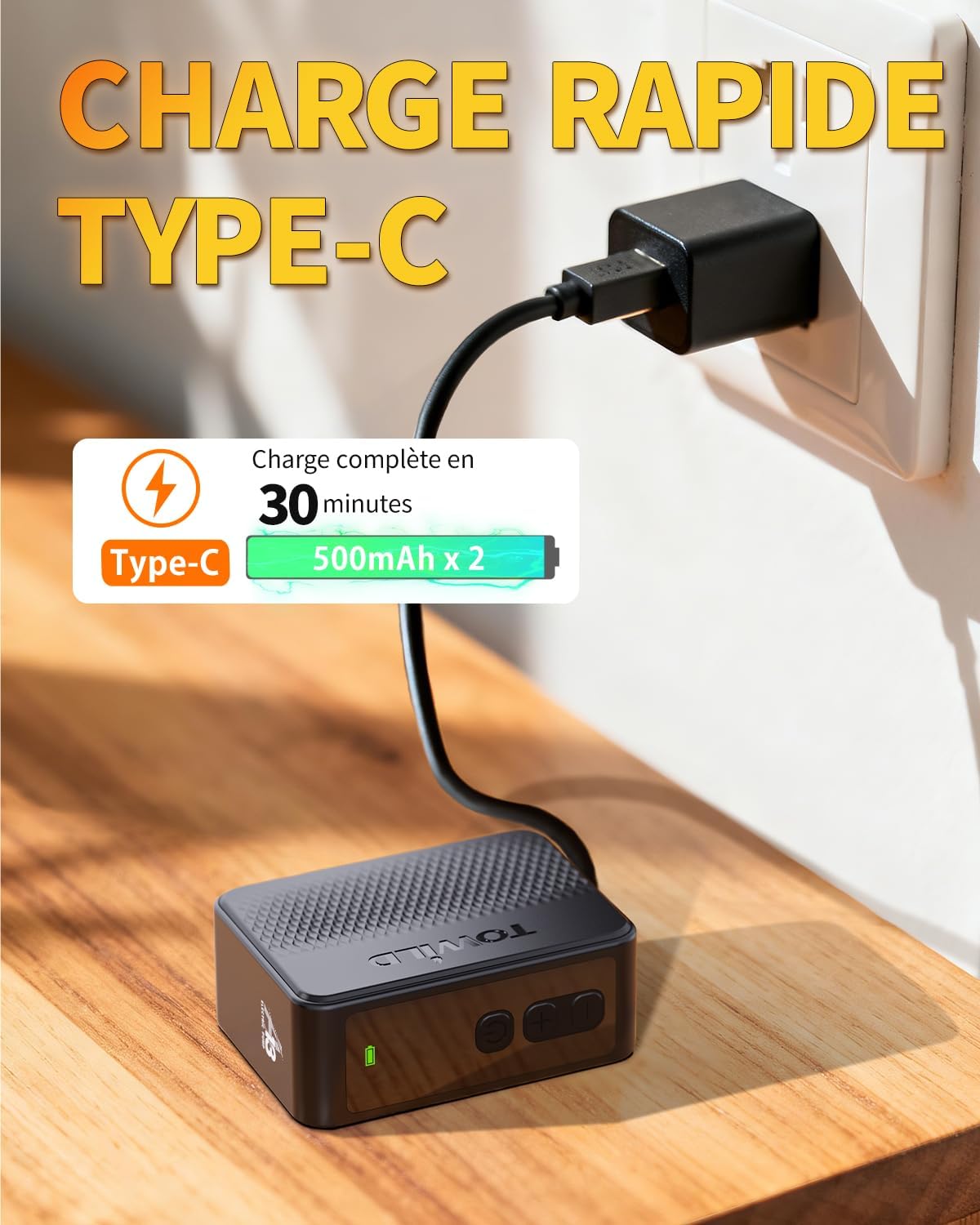 Thumbnail 4 de TOWILD A13 – Mini pompe à vélo électrique portable jusqu’à 130 PSI, compatible Presta & Schrader, recharge USB Type-C