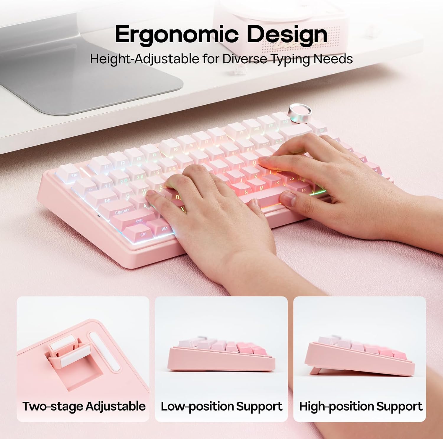 Thumbnail 6 de EPOMAKER X Aula F75 75% Wireless Gaming Keyboard (Pink) — Compact, Quiet, and Fully Customizable