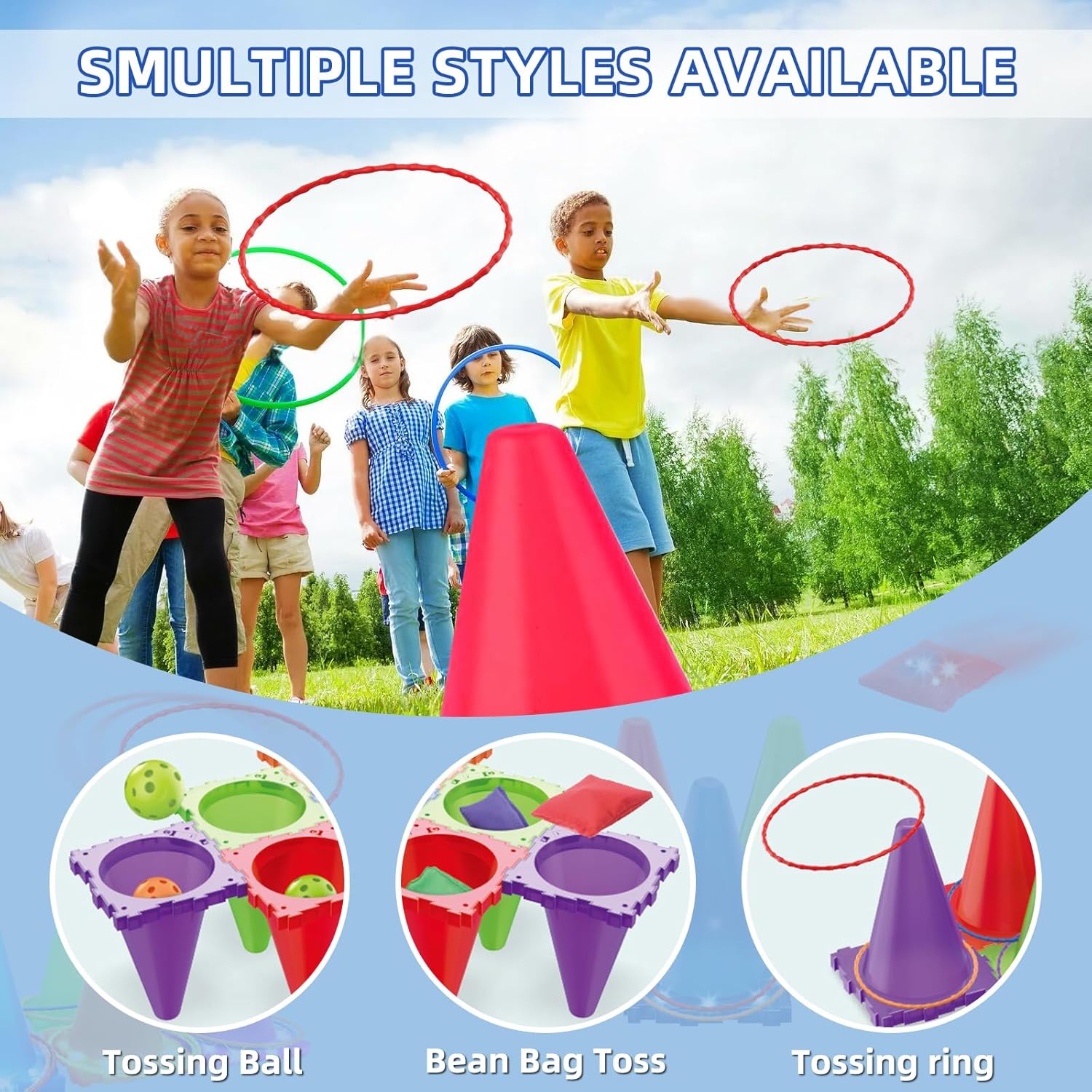 Thumbnail 4 de Light Up 3 in 1 Carnival Garden Game set – Bean Bag Toss, LED cones & ring toss for kids (age 3+)