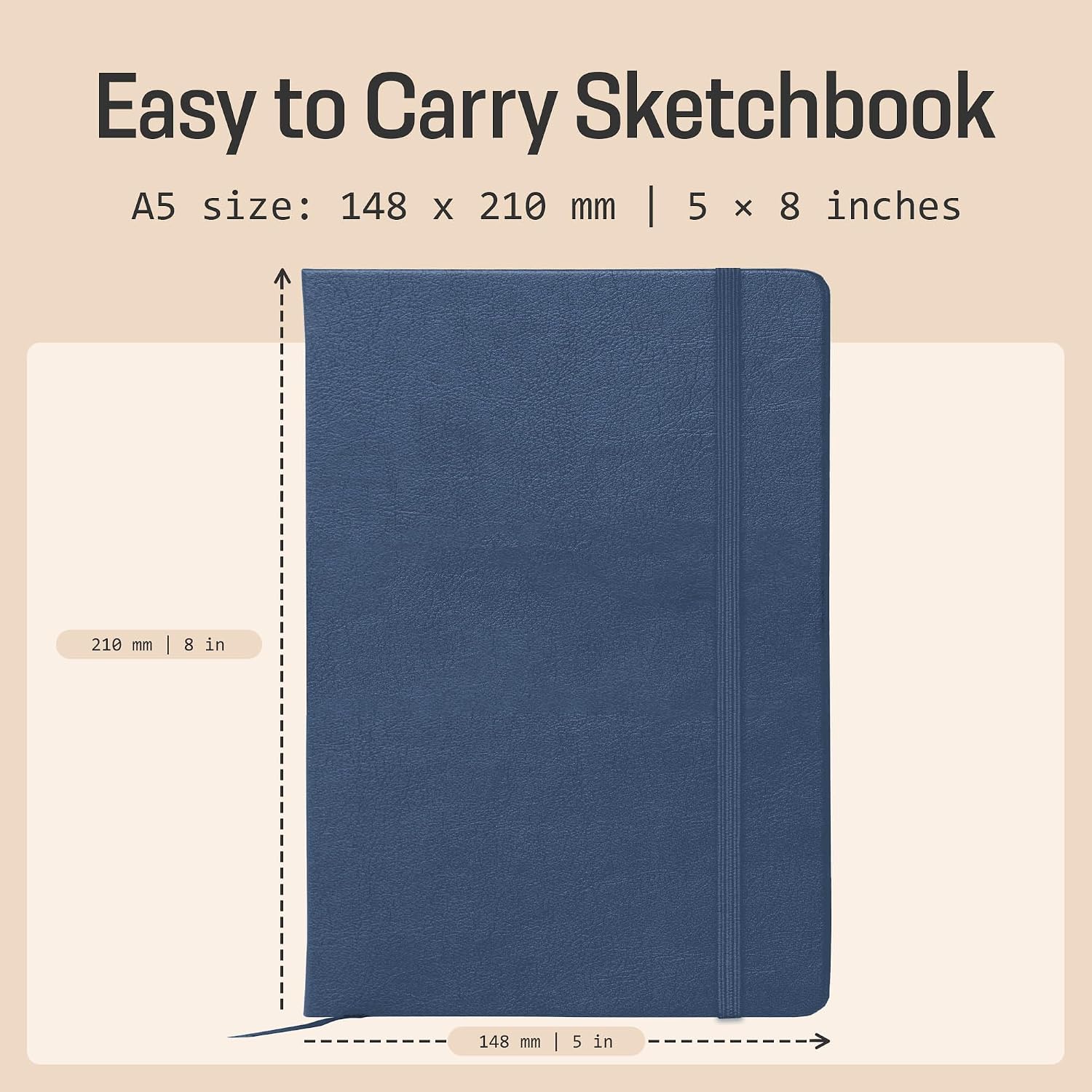 Detalle de Brownstone Journals A5 Sketch Book Hardcover – 80 Sheets, 100 GSM, Symphony Blue