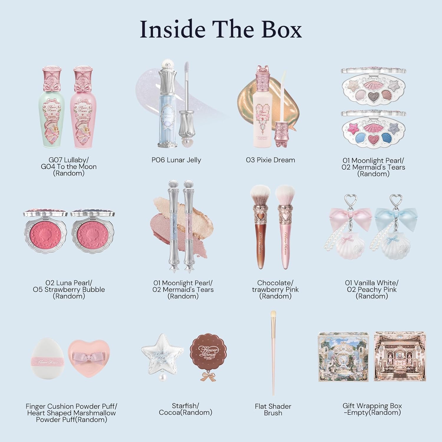 Thumbnail 1 de Flower Knows Shell’s Jewel 12-Piece Makeup Gift Box Set (Lip Gloss, Blush, Eyeshadow, Highlighter)