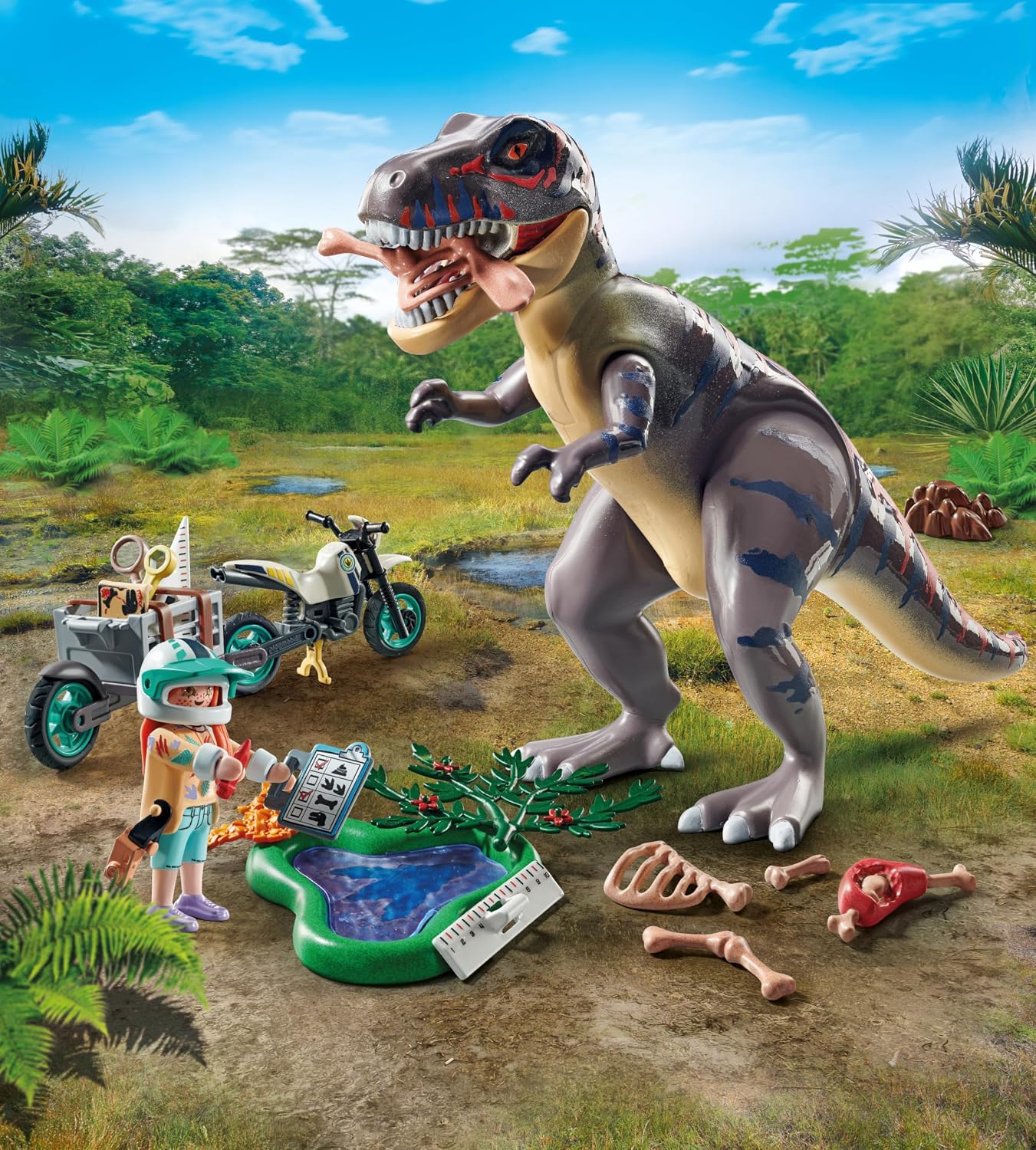 Thumbnail 2 de PLAYMOBIL Dinos 71524: Sulle Tracce del T-Rex – Ricerca dell Tyrannosaurus con Motocicletta