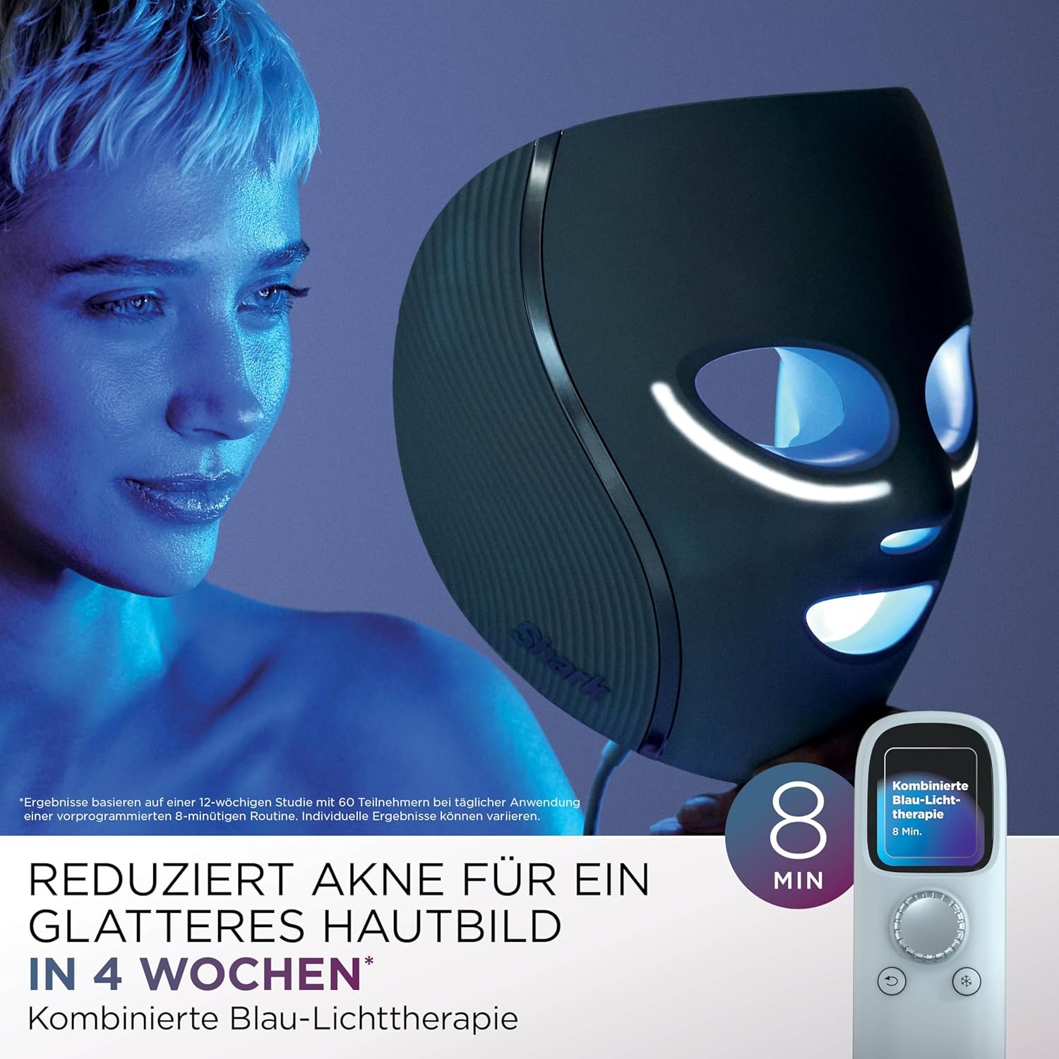 Detalle de Shark CryoGlow LED Maske – LED-Lichttherapie mit Kühlung der Augenpartie (Kühles Lila, FW312EUPL)