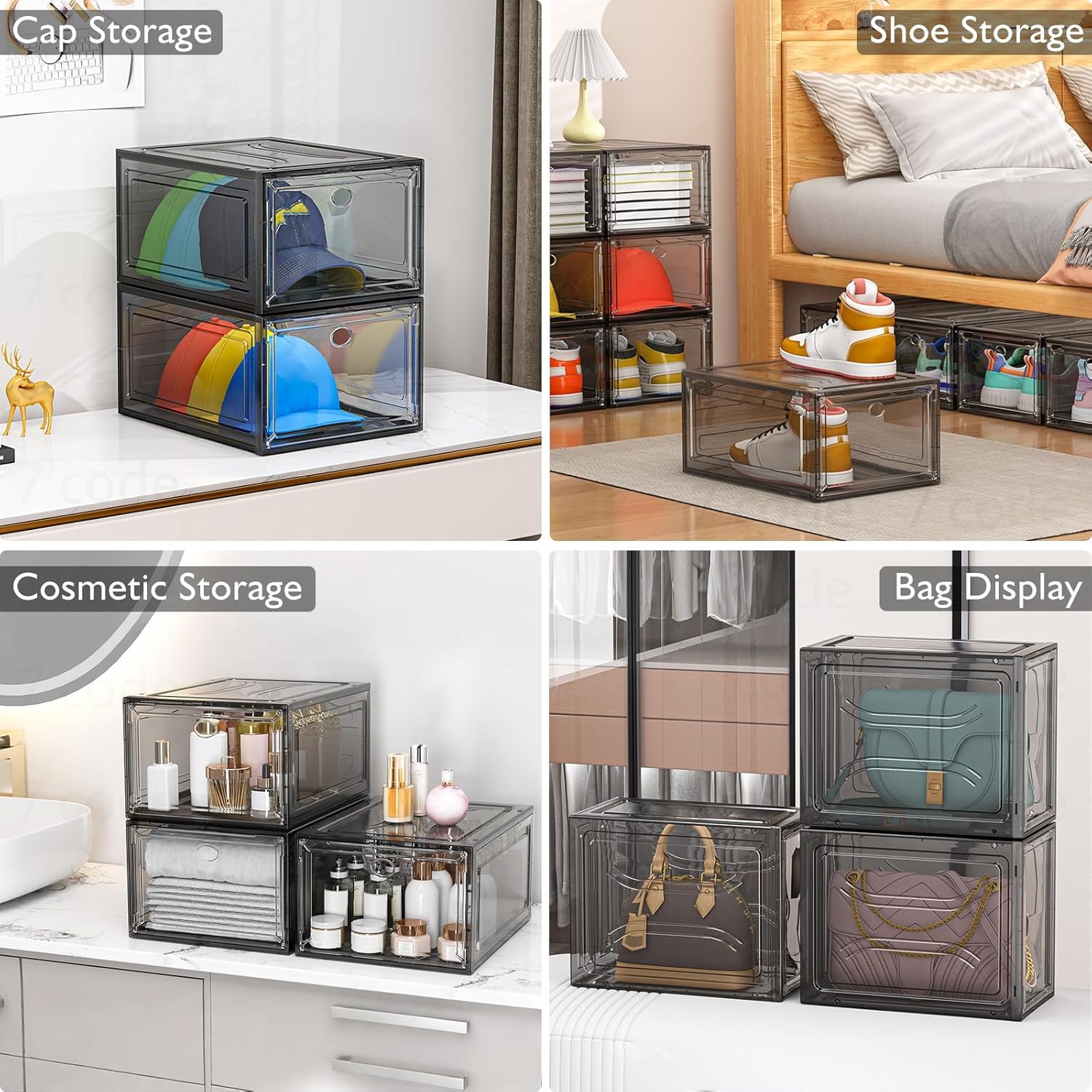 Thumbnail 6 de 7 code Thicken & Sturdy Clear Shoe Storage Organizer 6-pack