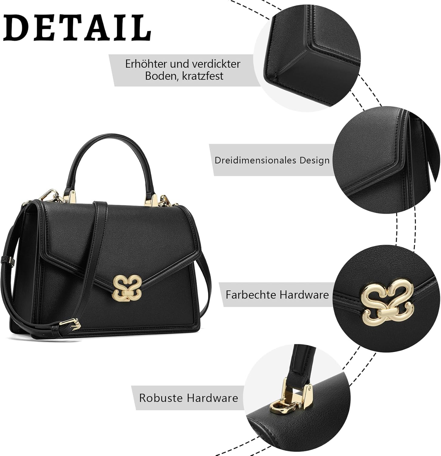 Detalle 2 de quipuda Handtasche Damen Leder Crossbody
