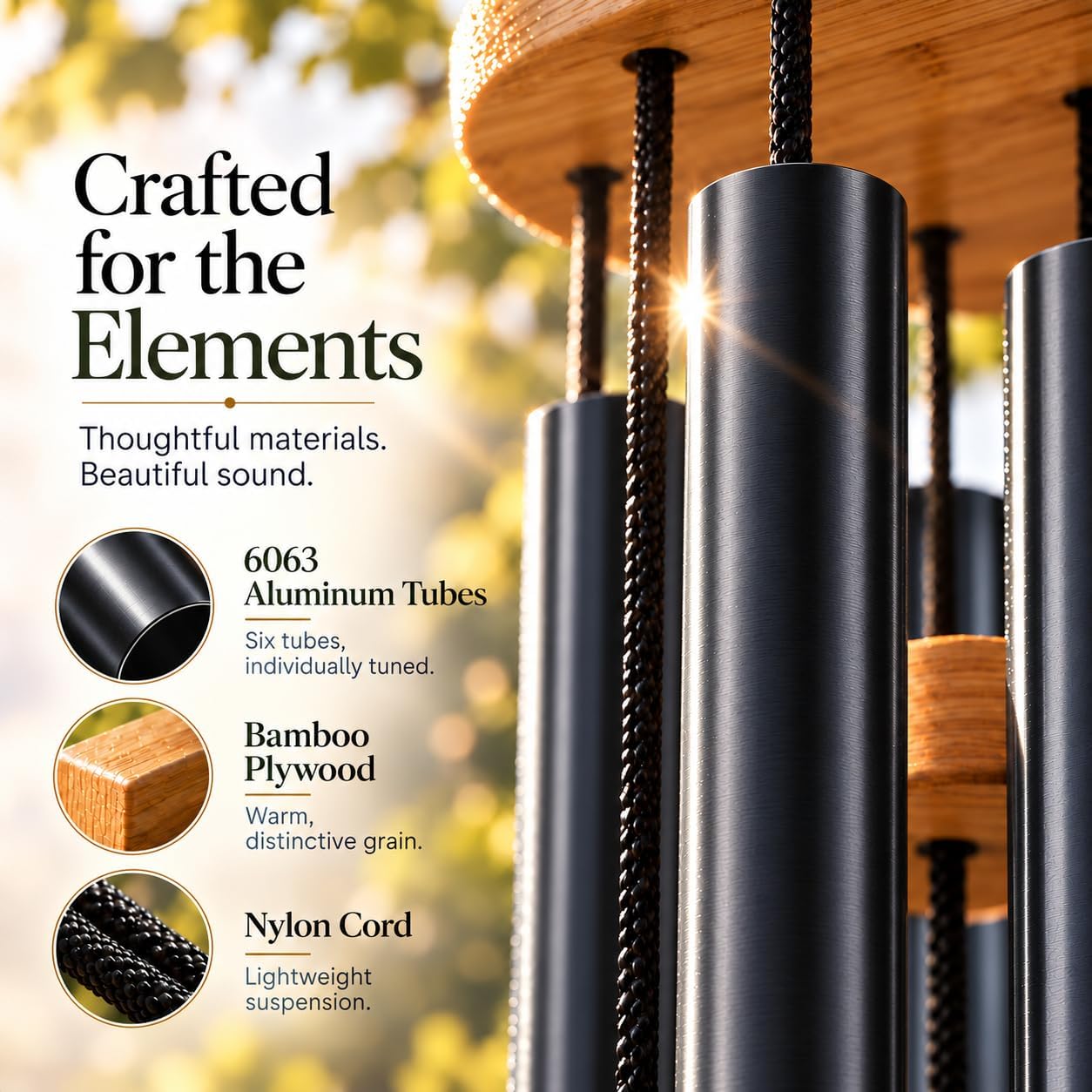 Thumbnail 4 de UpBlend Outdoors Black – czarny dzwonek wietrzny 74 cm z aluminium