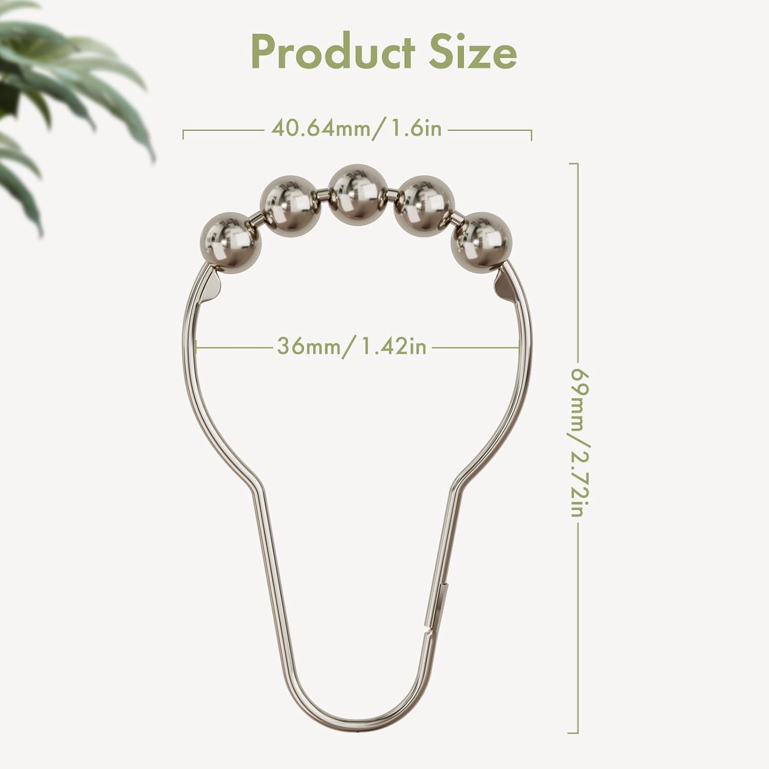 Detalle de Amazer Shower Curtain Hooks, Polished Nickel