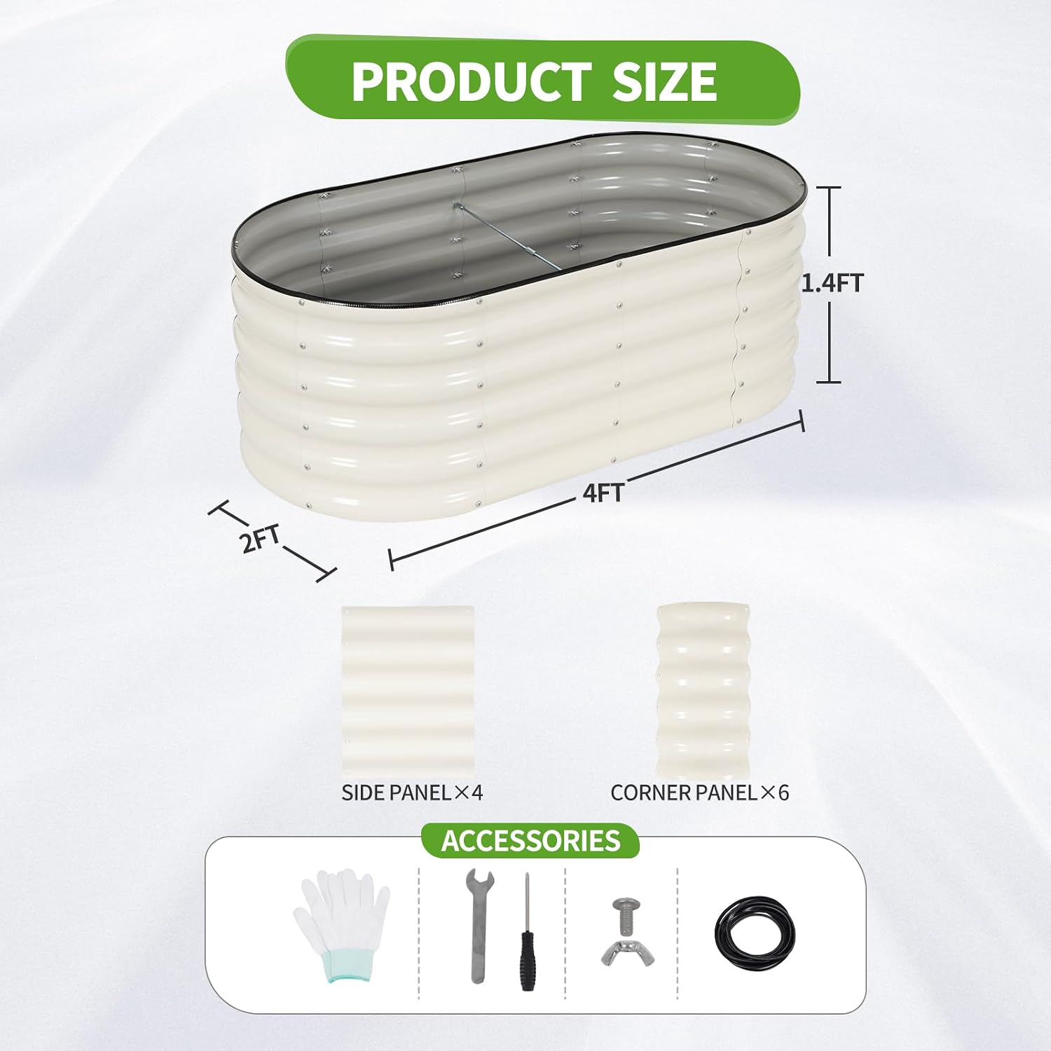 Detalle de Permade Galvanized Raised Garden Bed, White, 4x2x1.4 ft