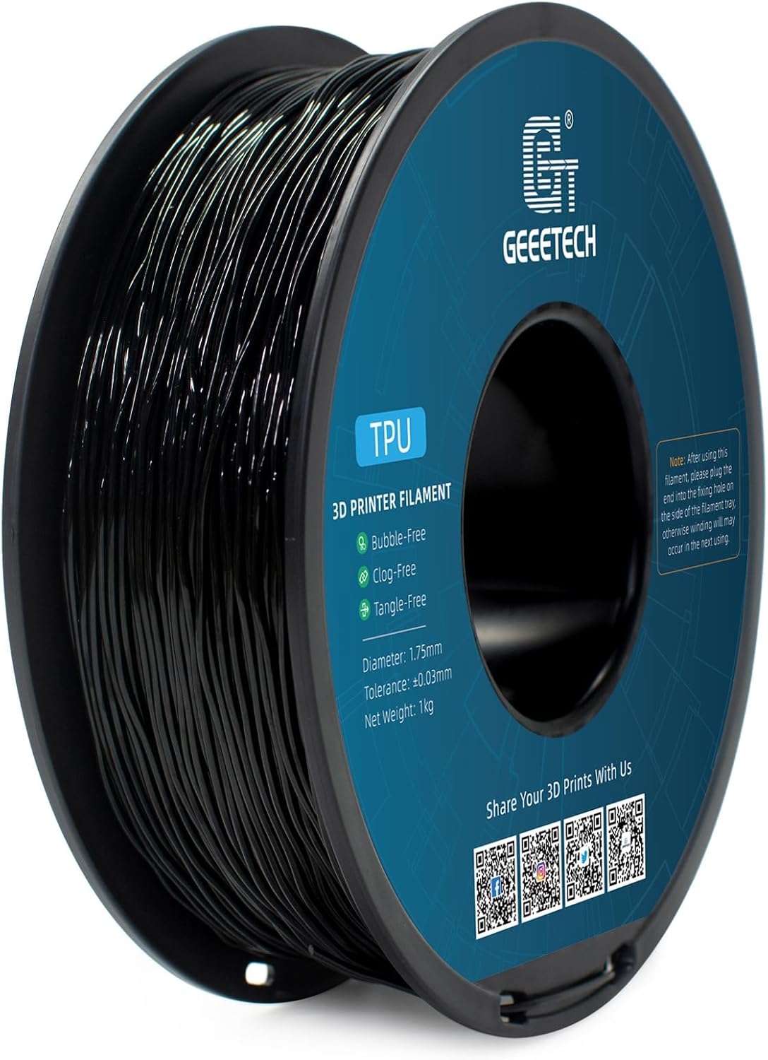 Thumbnail 5 de GEEETECH TPU Filament 1,75 mm – 1 kg Schwarz